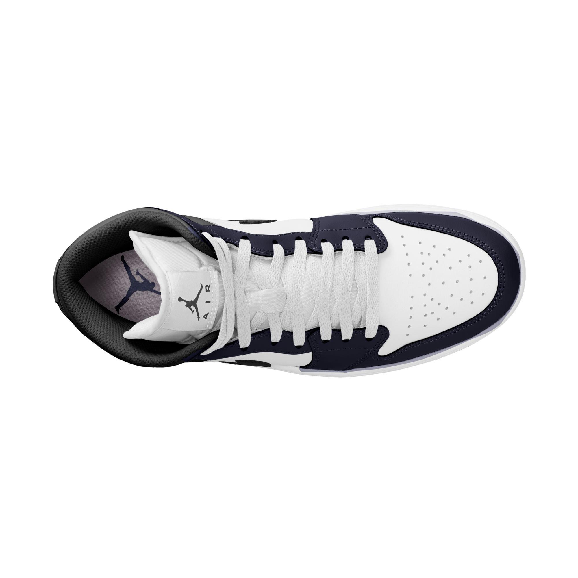 Jordan 1 Mid "White/Tech Grey/College Navy" Men's Shoe - WHITE/GREY/NAVY