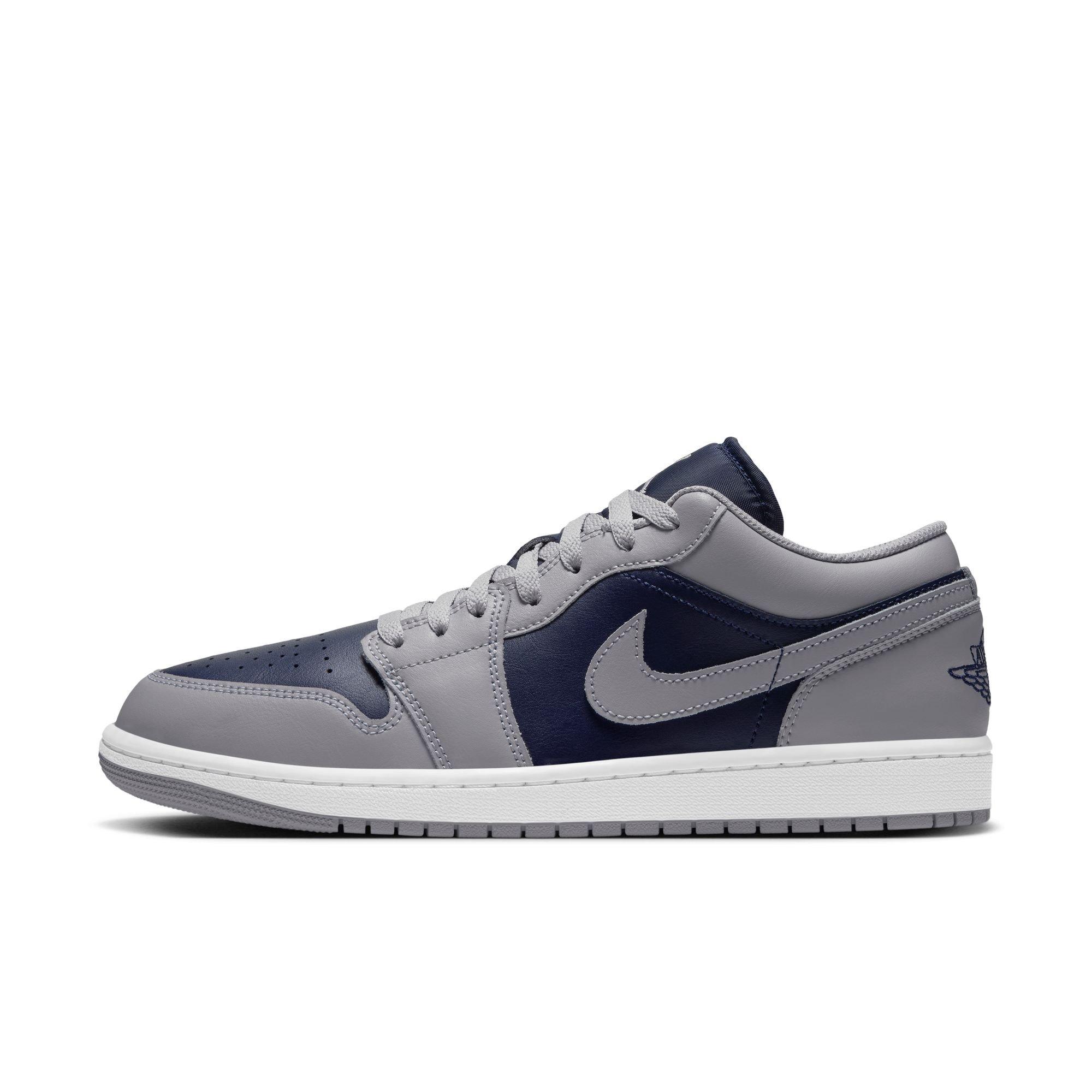 Jordan 1 Low "Tech Grey/College Navy/White" Men's Shoe - GREY/NAVY