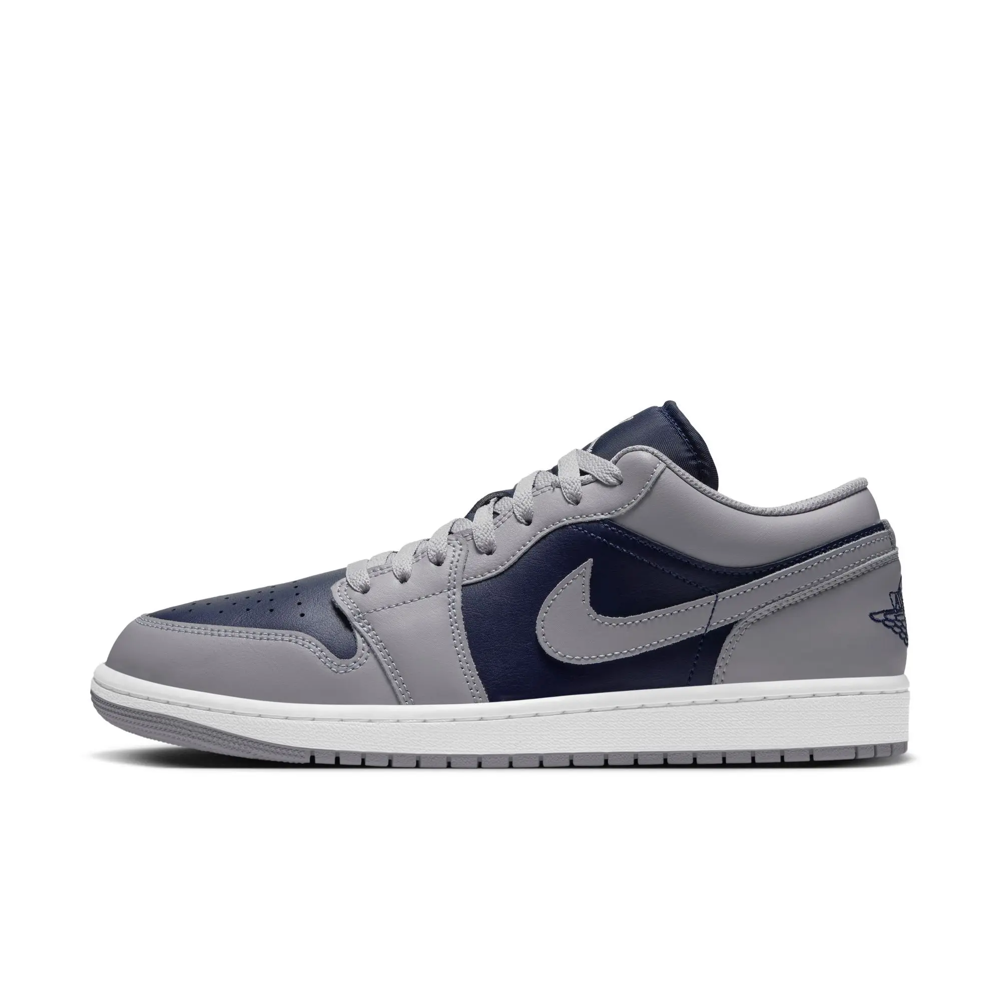 Jordan 1 Low "Tech Grey/College Navy/White" Men's Shoe - GREY/NAVY