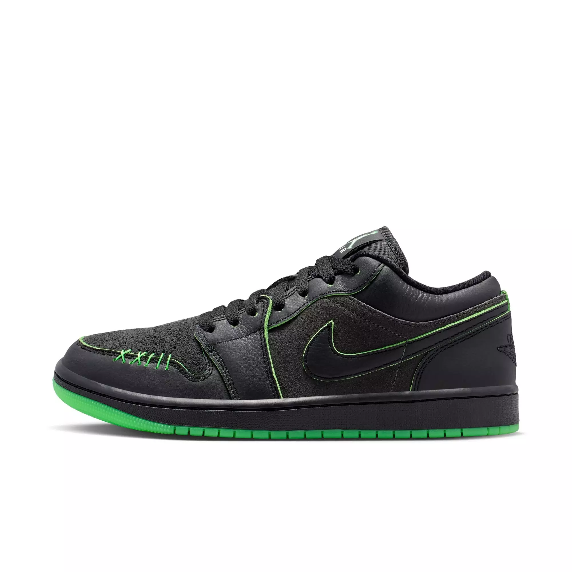 Jordan 1 Low SE "Black/Scream Green/Dk Smoke Grey" Men's Shoe - BLACK/GREEN