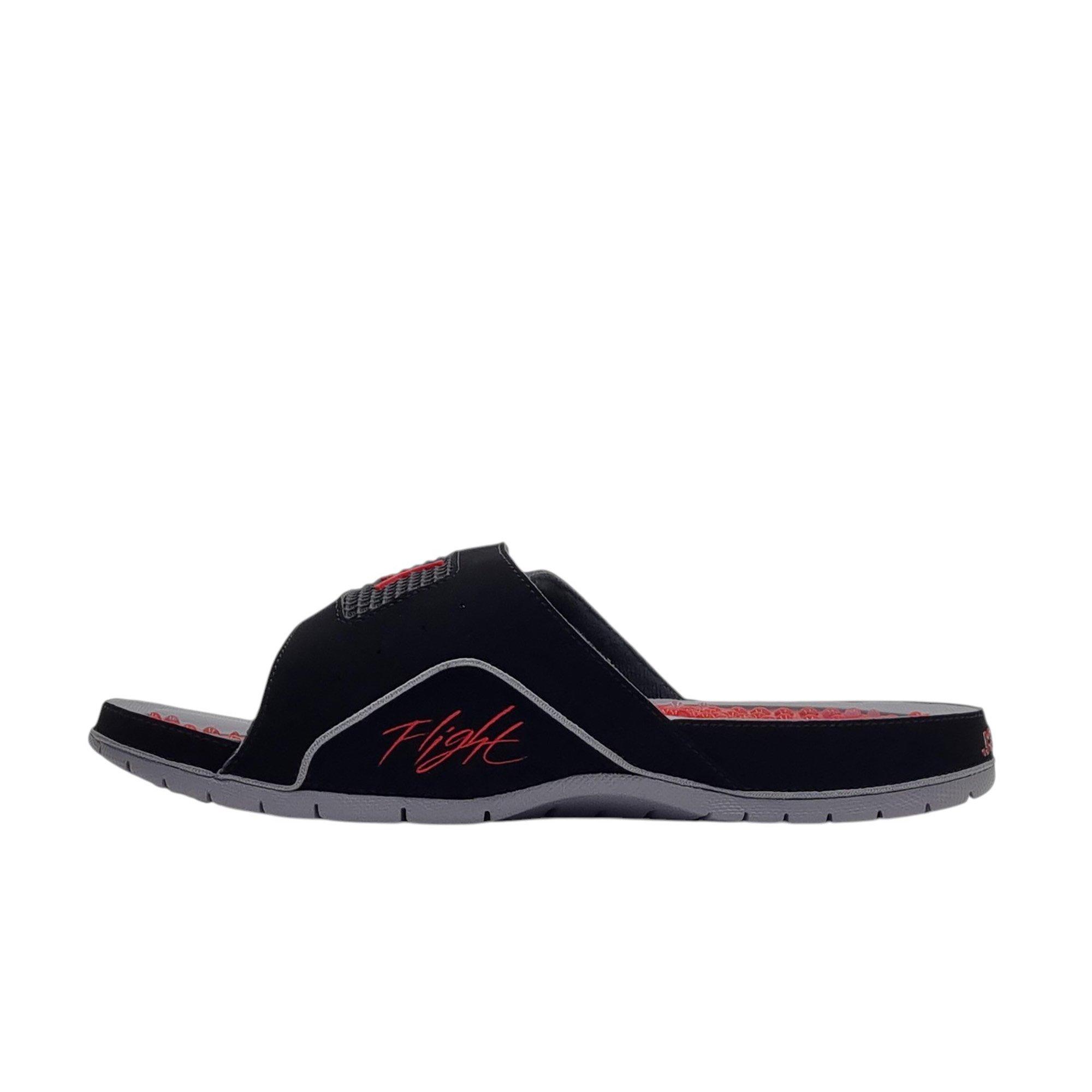Jordan Hydro 4 Retro "Black/Fire Red/Cement Grey" Men's Slide - BLACK/RED