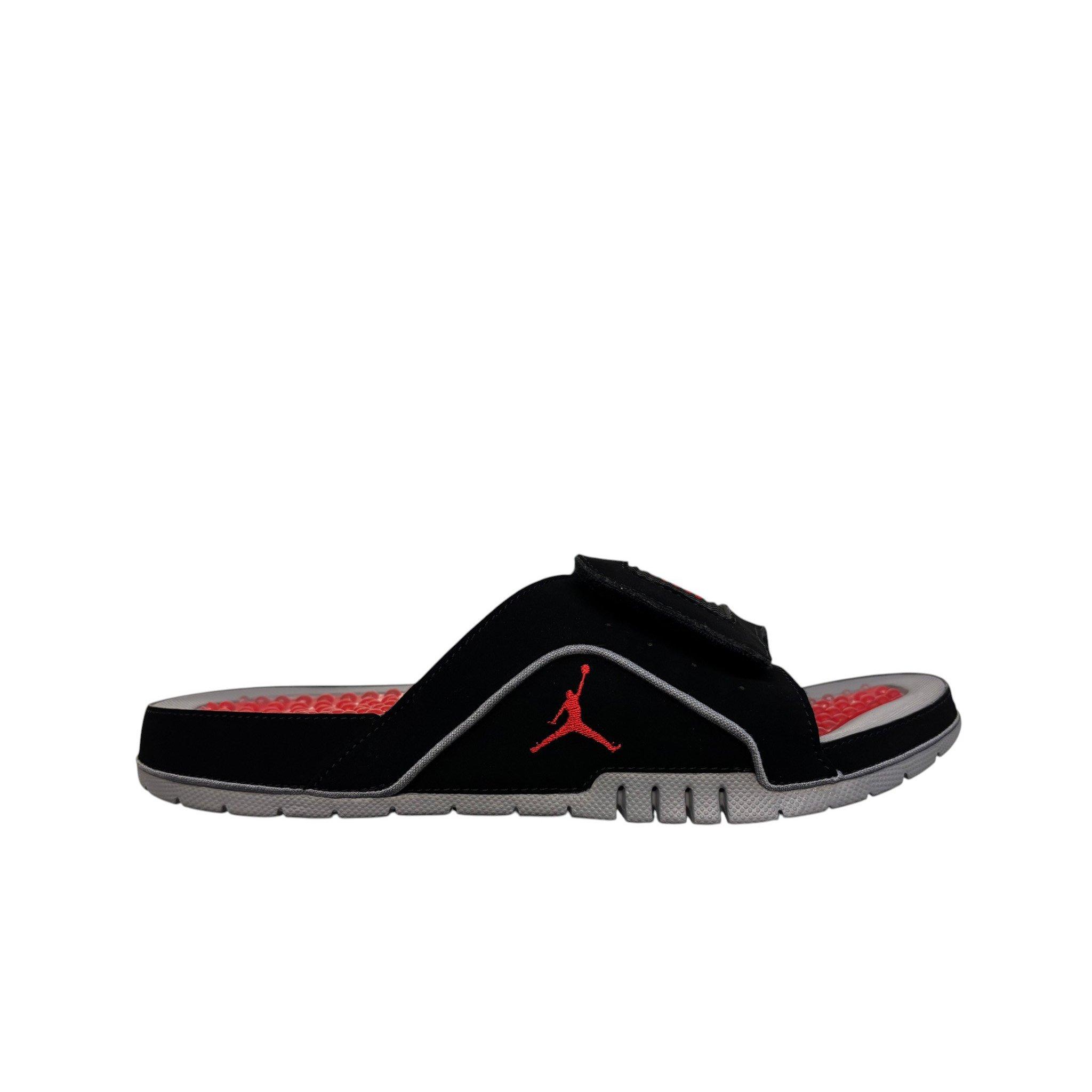 Jordan Hydro 4 Retro "Black/Fire Red/Cement Grey" Men's Slide - BLACK/RED