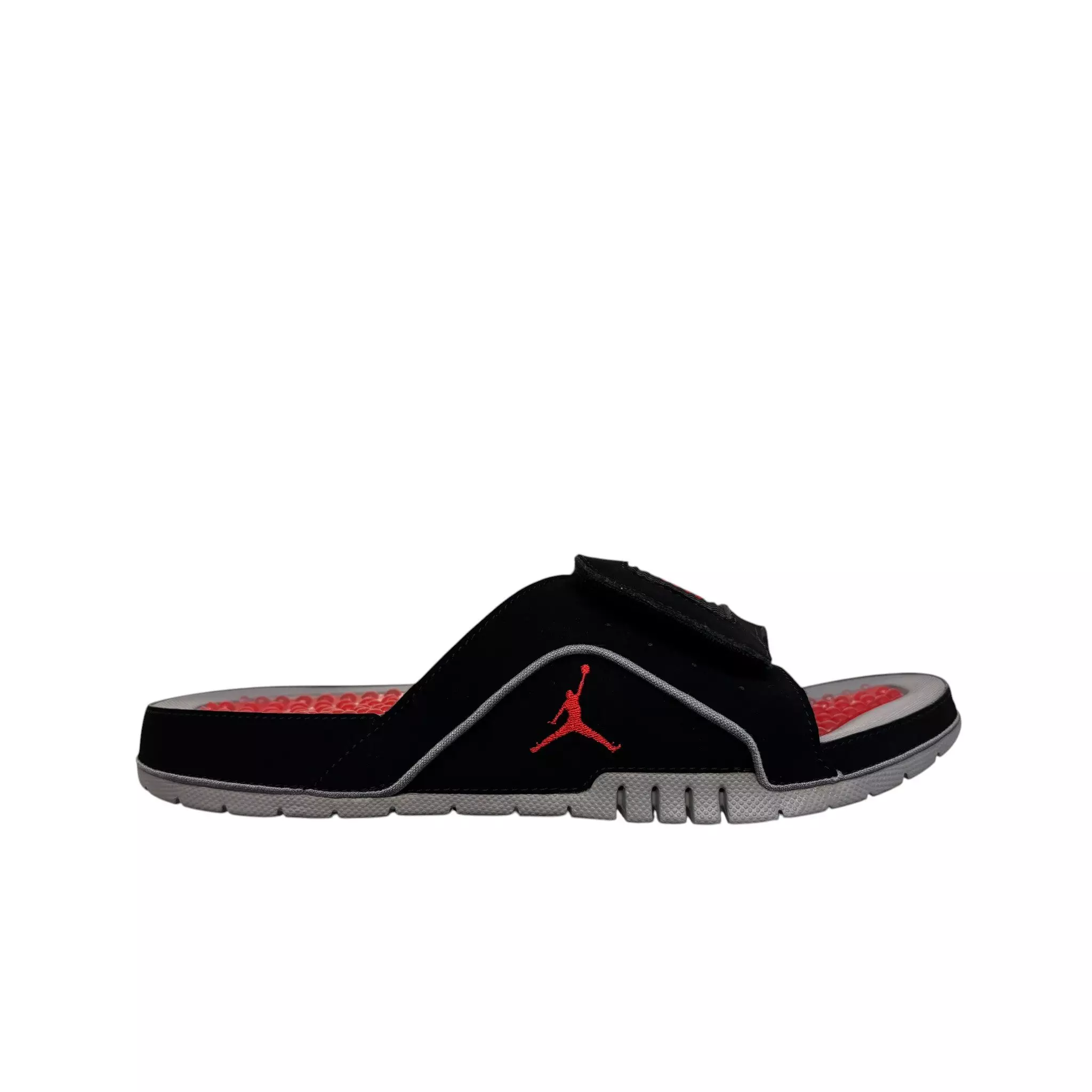 Jordan Hydro 4 Retro "Black/Fire Red/Cement Grey" Men's Slide - BLACK/RED