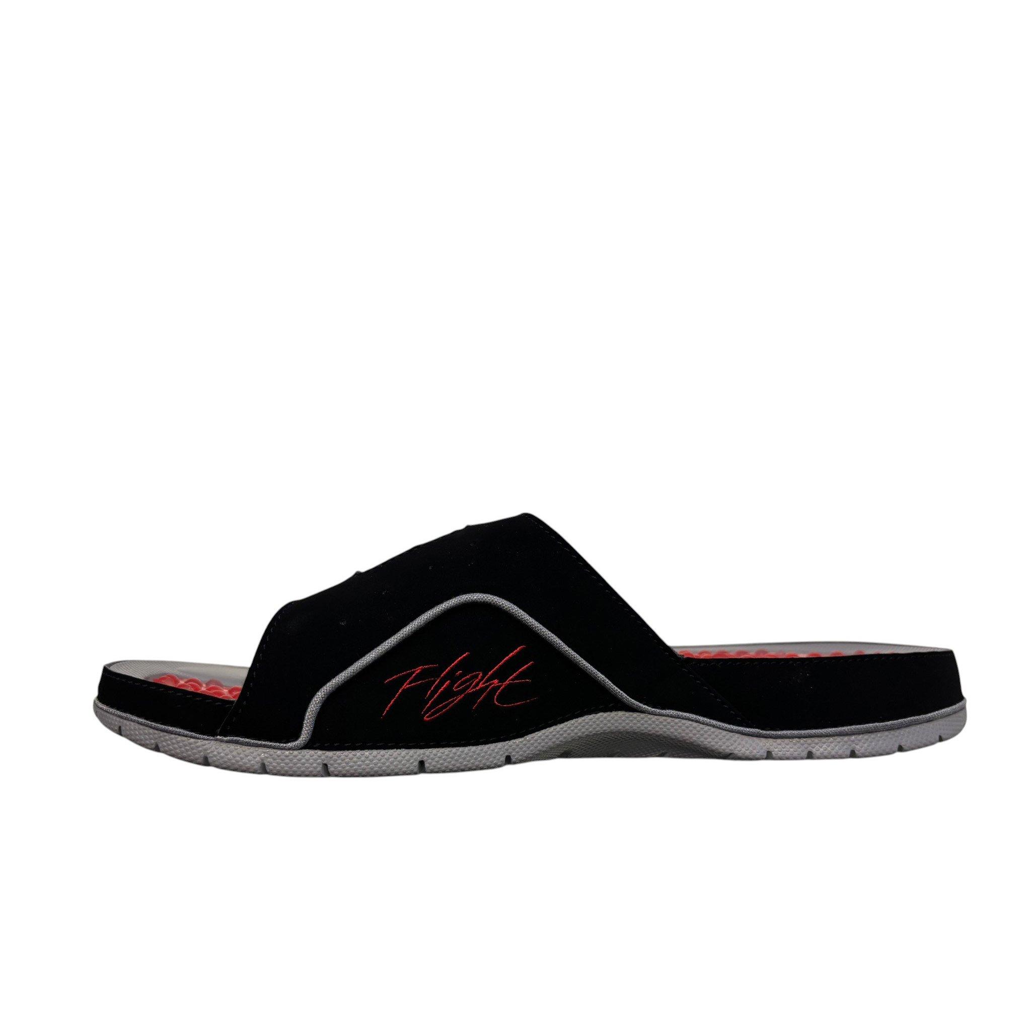 Jordan Hydro 4 Retro "Black/Fire Red/Cement Grey" Men's Slide - BLACK/RED