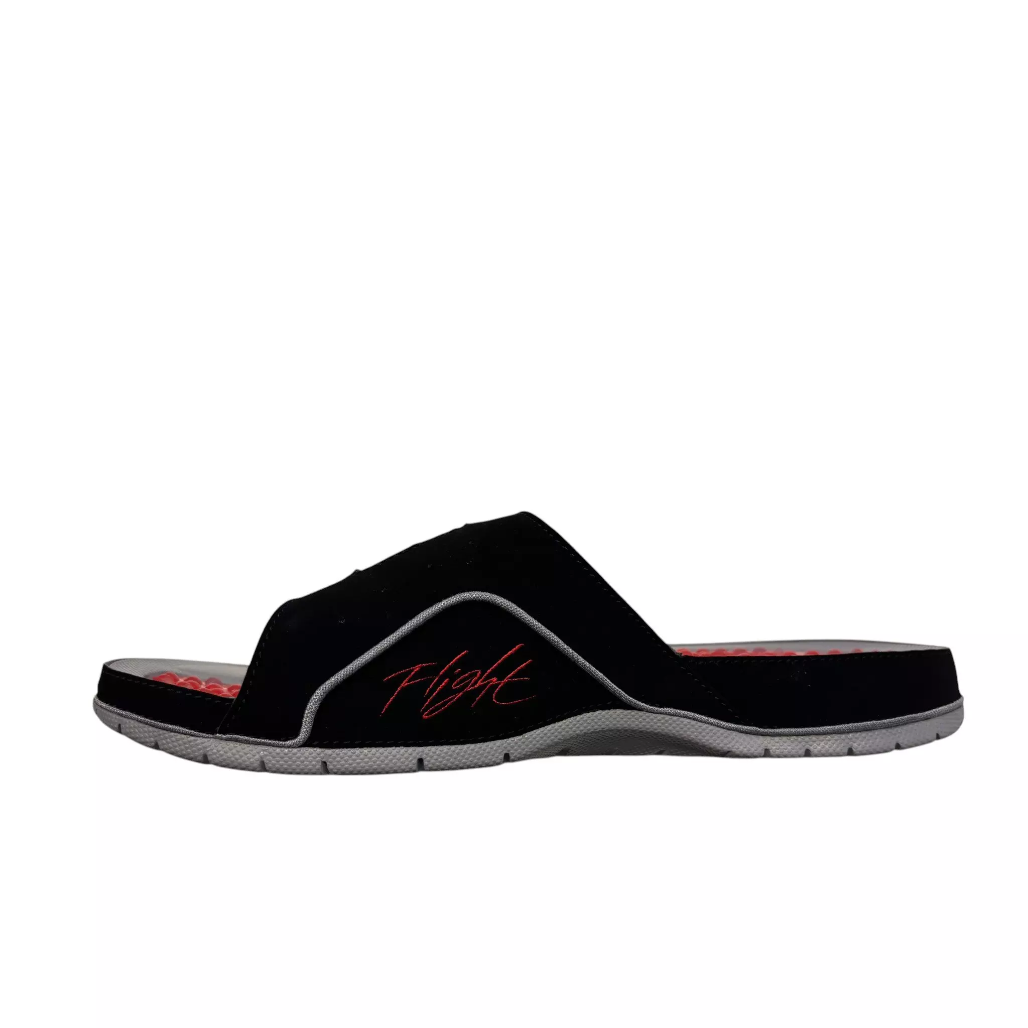 Jordan Hydro 4 Retro "Black/Fire Red/Cement Grey" Men's Slide - BLACK/RED
