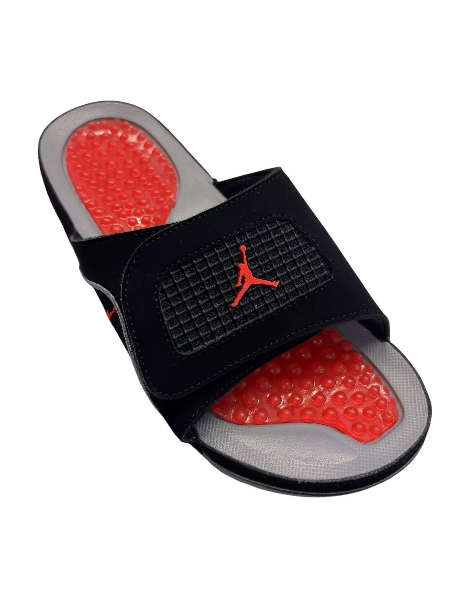 Jordan Hydro 4 Retro "Black/Fire Red/Cement Grey" Men's Slide - BLACK/RED