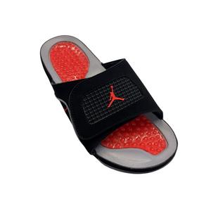 Jordan Hydro 4 Retro "Black/Fire Red/Cement Grey" Men's Slide - BLACK/RED