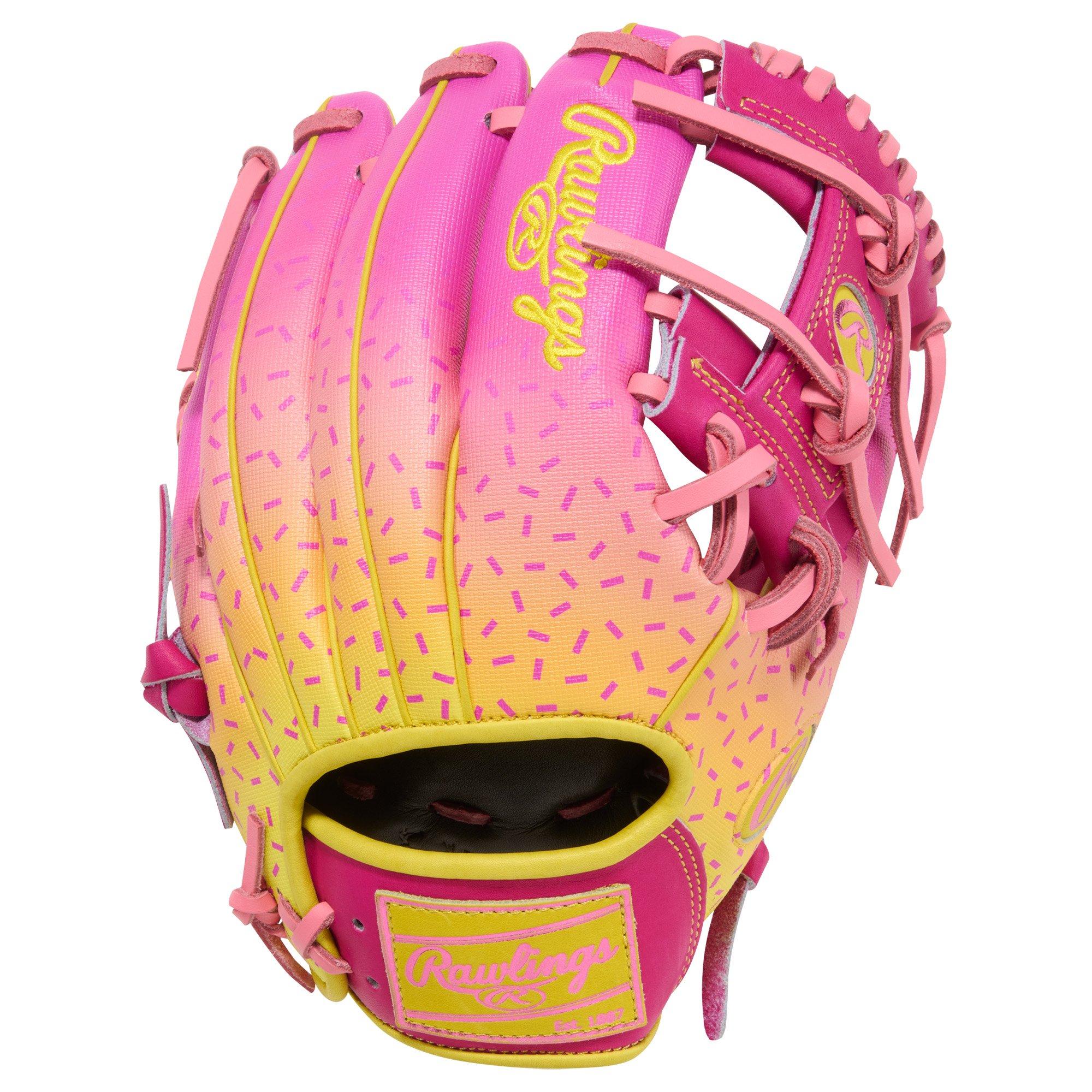 Rawlings Heart of the Hide Spring Break 11.5" Baseball Fielders Glove - Pink/Yellow - PINK/YELLOW Thumbnail View 1