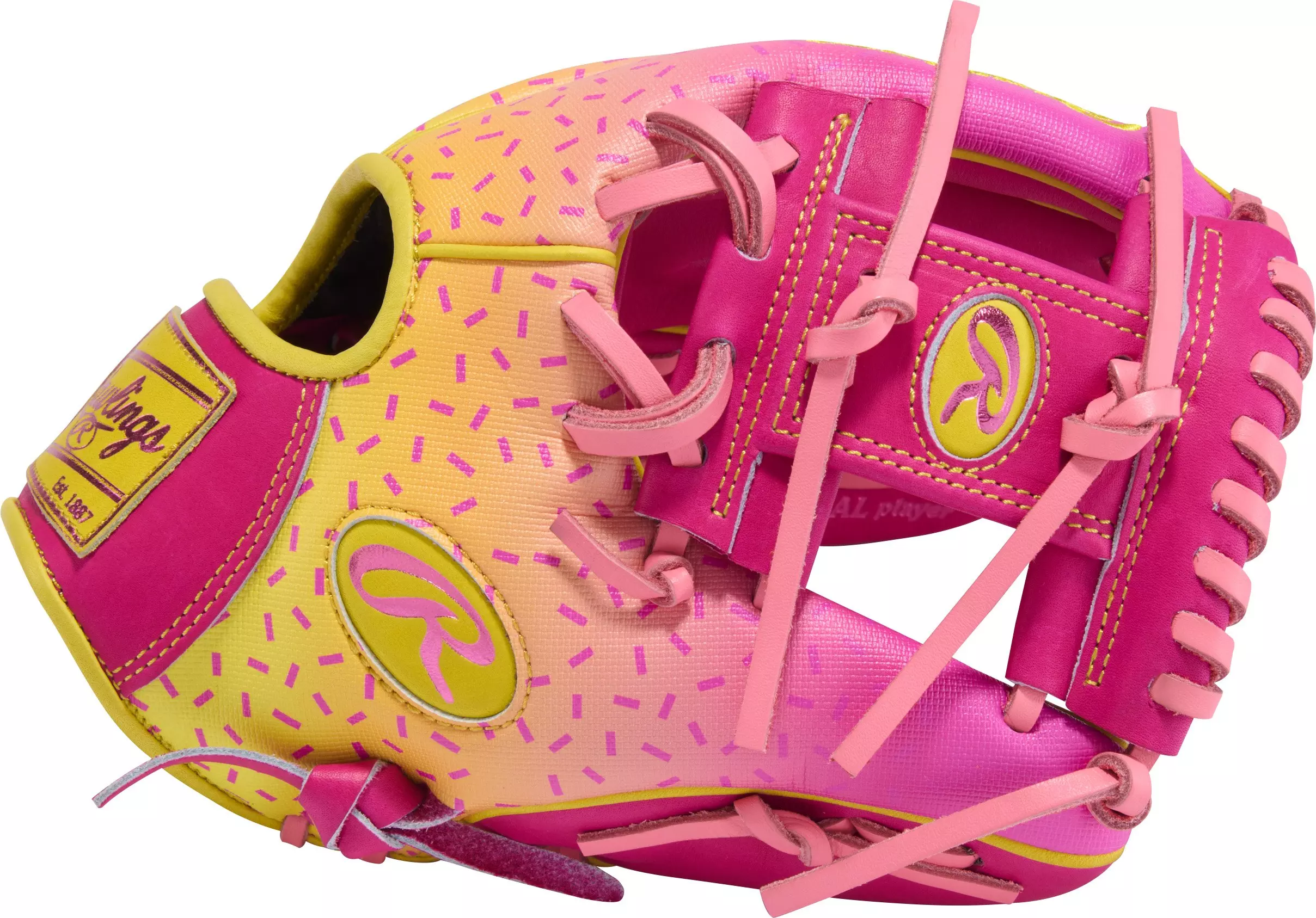 Rawlings Heart of the Hide Spring Break 11.5" Baseball Fielders Glove - Pink/Yellow - PINK/YELLOW