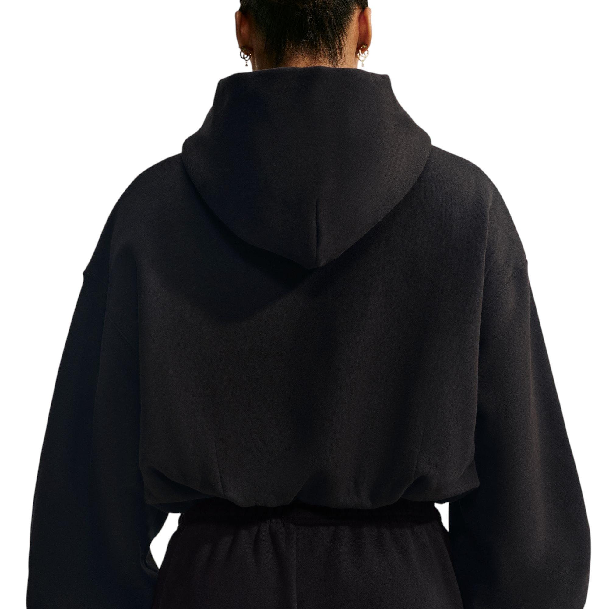 Nike Women's Studio Fleece Crop Bubble Hoodie - Black - BLACK