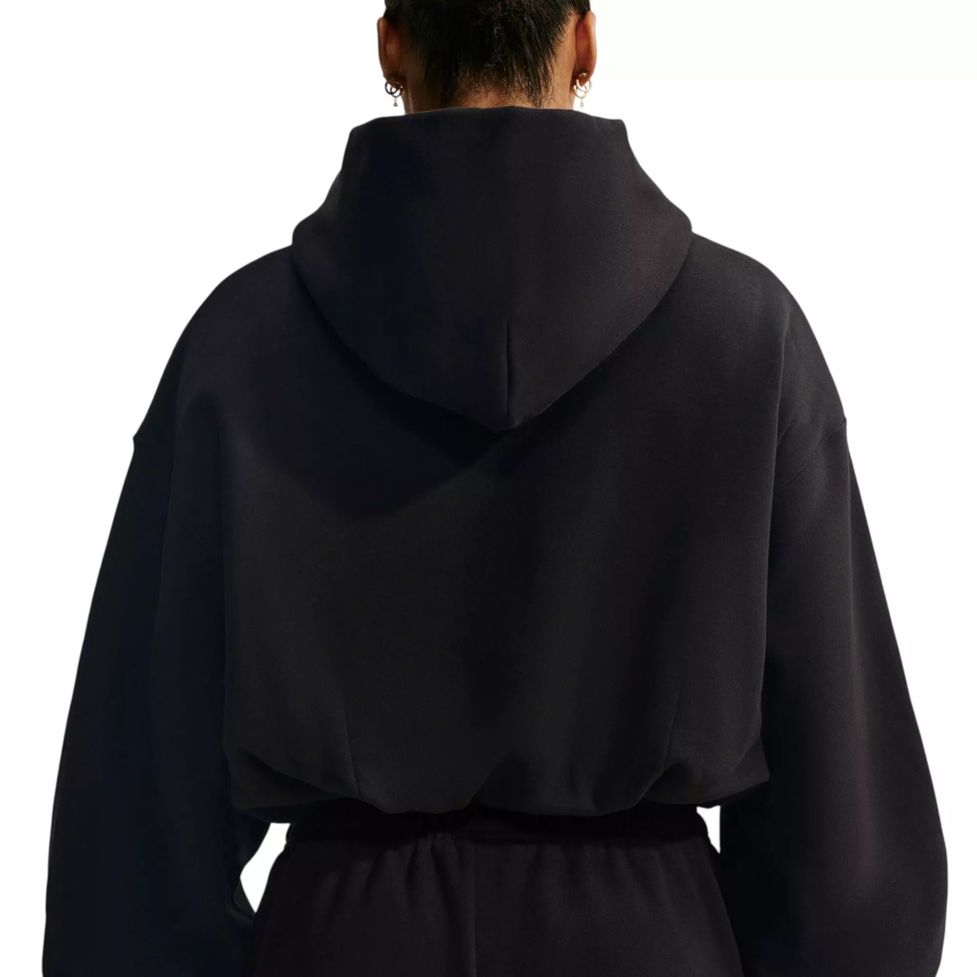 Nike Women's Studio Fleece Crop Bubble Hoodie - Black - BLACK