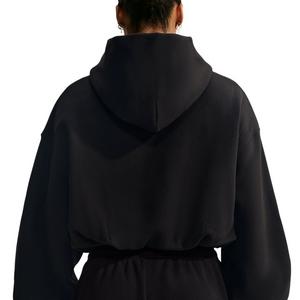 Nike Women's Studio Fleece Crop Bubble Hoodie - Black - BLACK