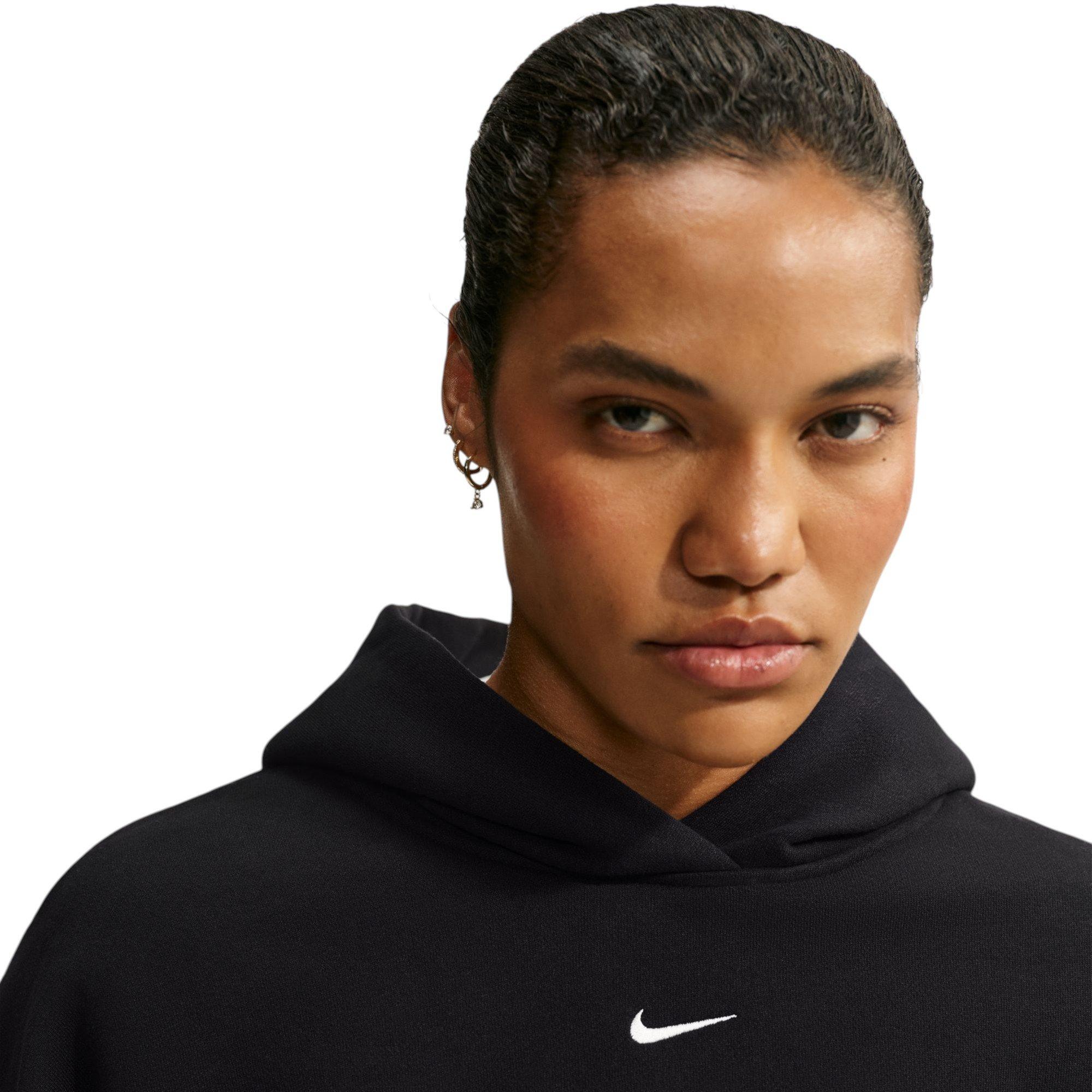 Nike Women's Studio Fleece Crop Bubble Hoodie - Black - BLACK