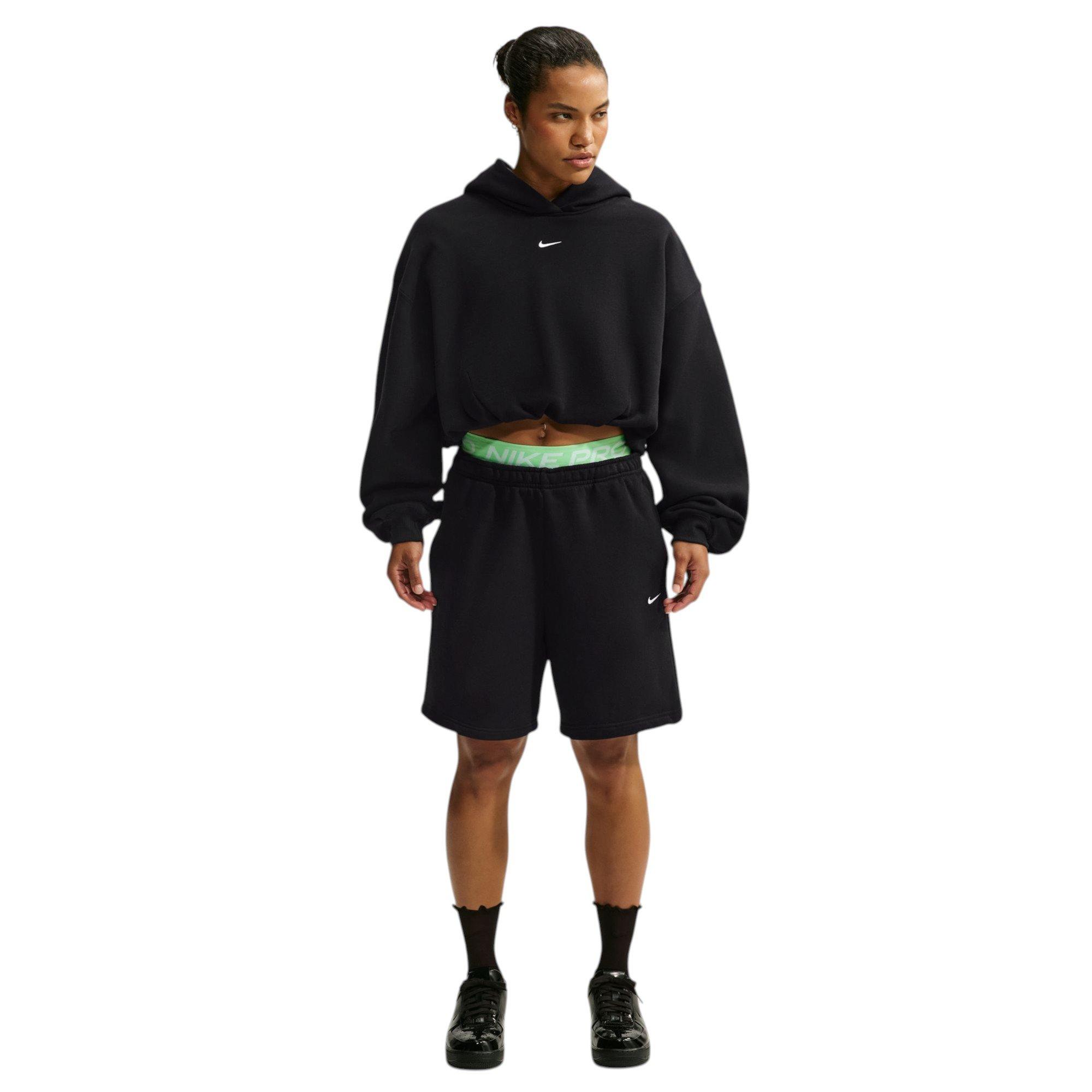 Nike Women's Studio Fleece Crop Bubble Hoodie - Black - BLACK