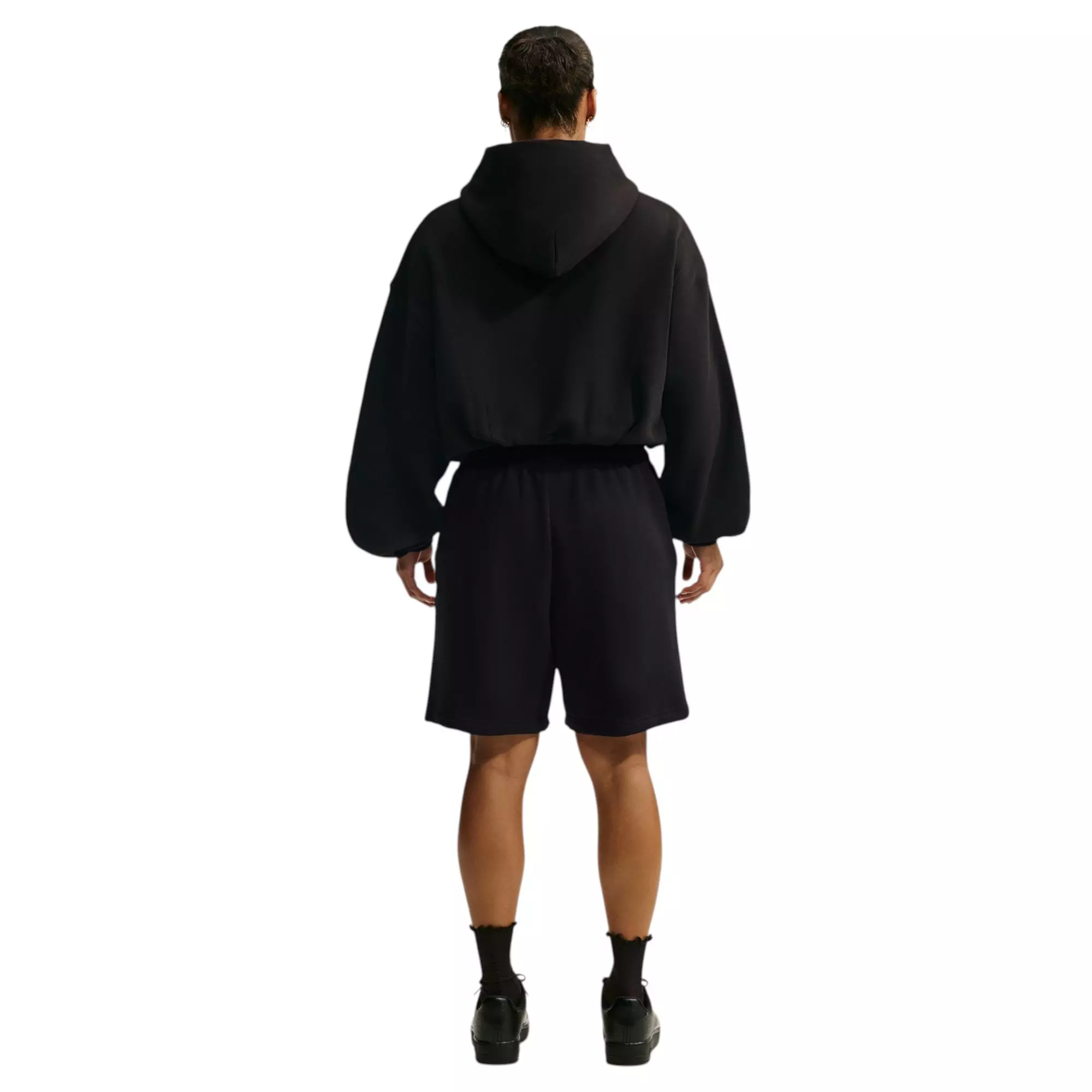 Nike Women's Studio Fleece Crop Bubble Hoodie - Black - BLACK