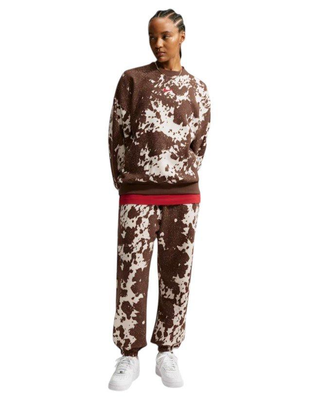 HO26 COW PRINT OS CREW-BROWN - BROWN