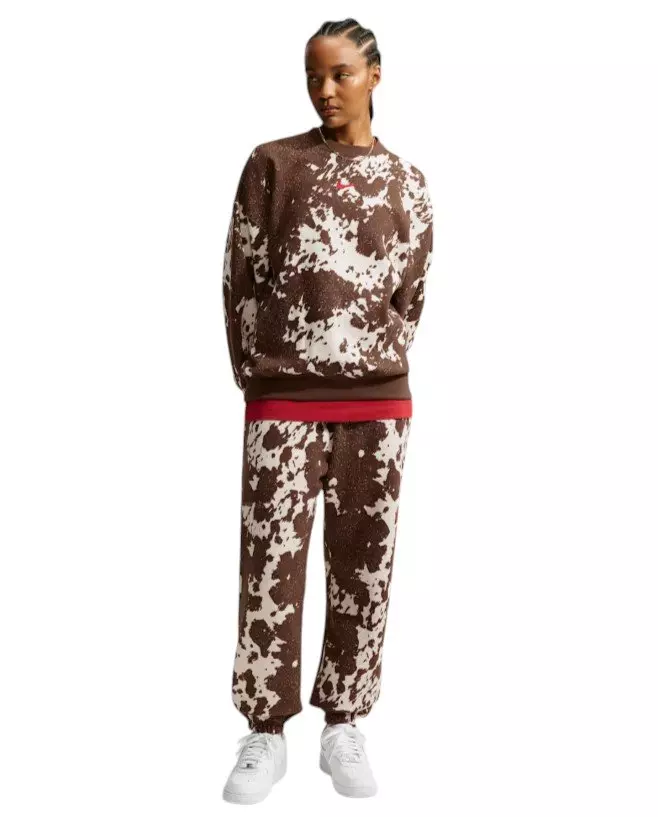 HO26 COW PRINT OS CREW-BROWN - BROWN