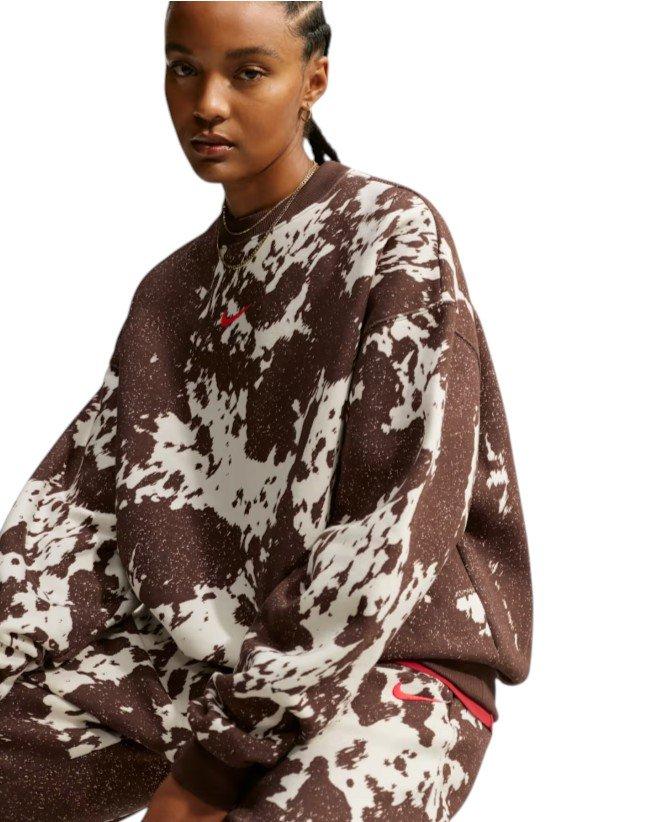 HO26 COW PRINT OS CREW-BROWN - BROWN
