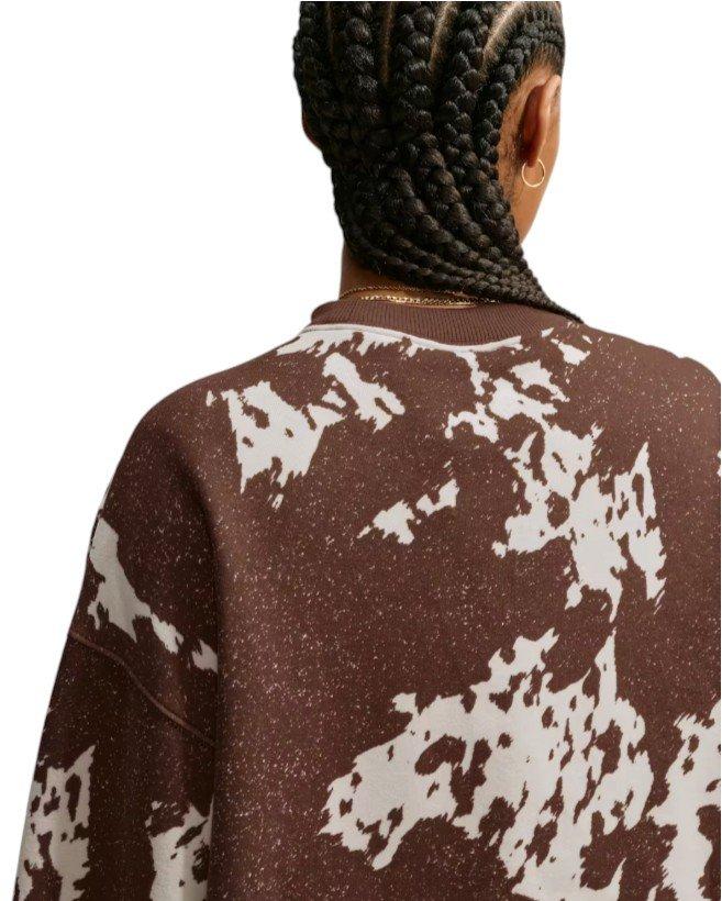 HO26 COW PRINT OS CREW-BROWN - BROWN