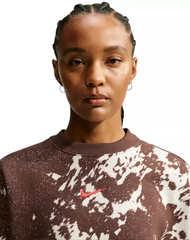 HO26 COW PRINT OS CREW-BROWN - BROWN