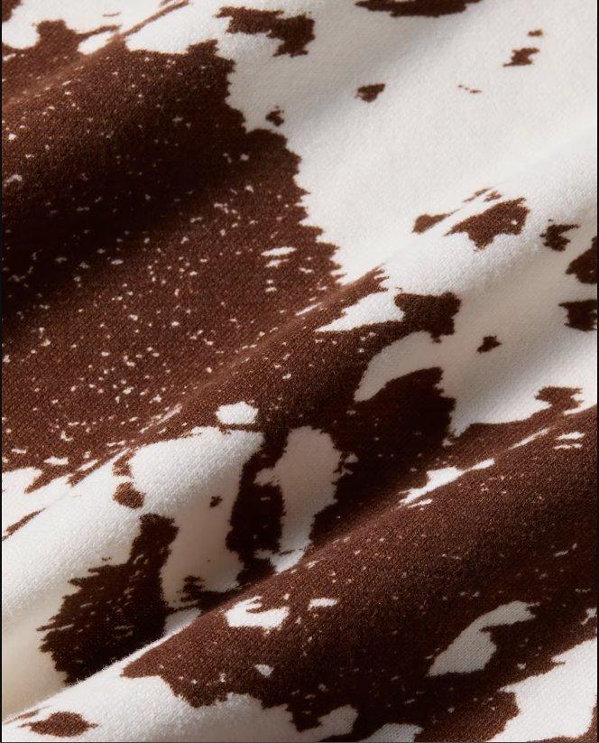 HO26 COW PRINT OS CREW-BROWN - BROWN