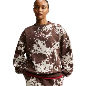 HO26 COW PRINT OS CREW-BROWN - BROWN