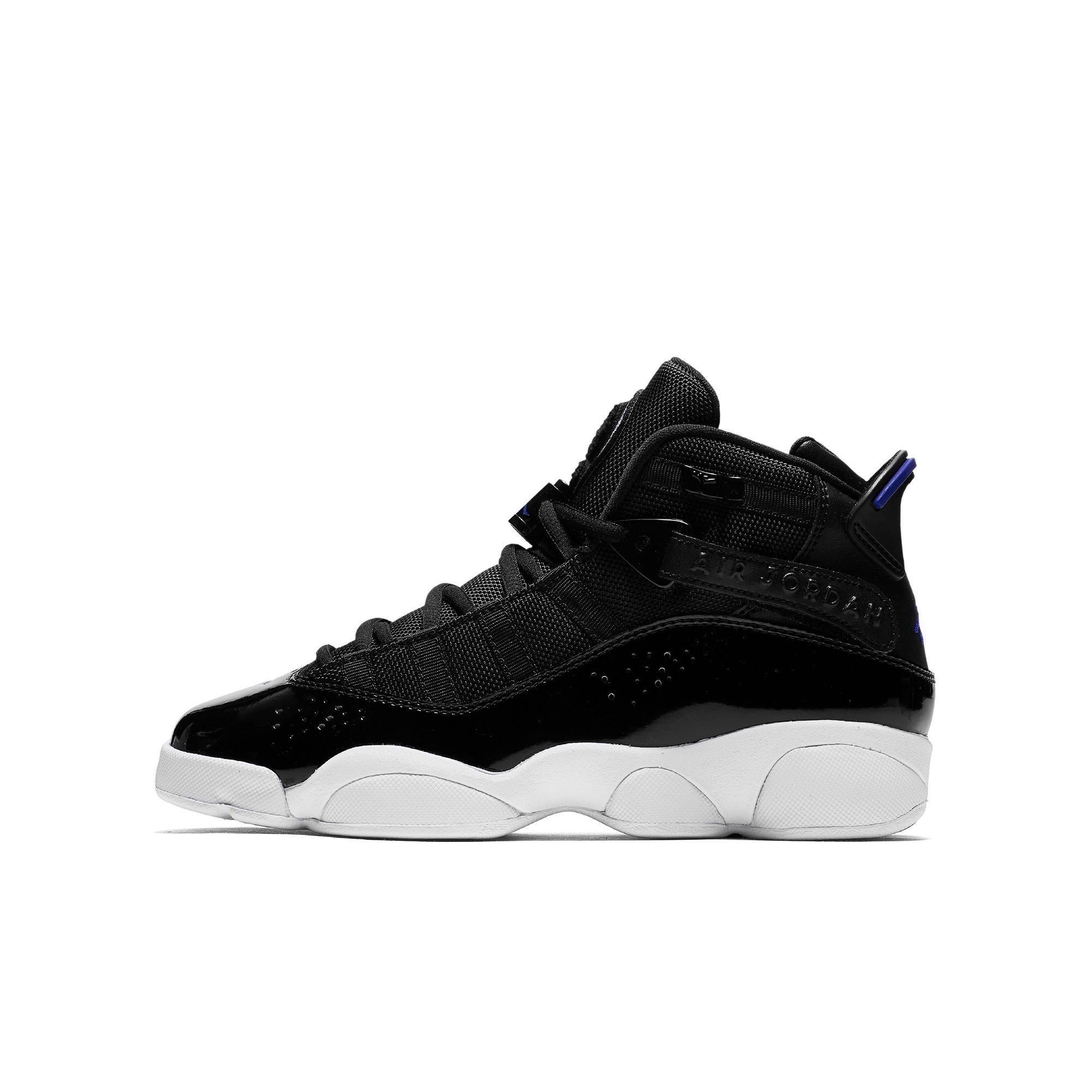Jordan 6 Rings "Black/Hyper Royal/White" Grade School Boys' Shoe - BLACK/BLUE Thumbnail View 3