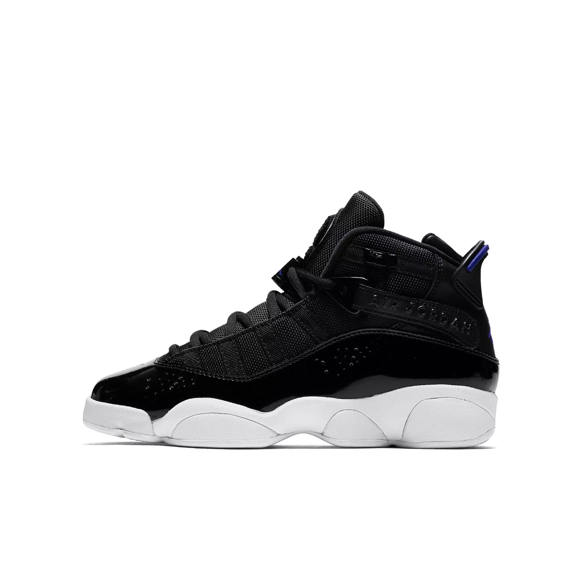 Jordan 6 Rings "Black/Hyper Royal/White" Grade School Boys' Shoe - BLACK/BLUE