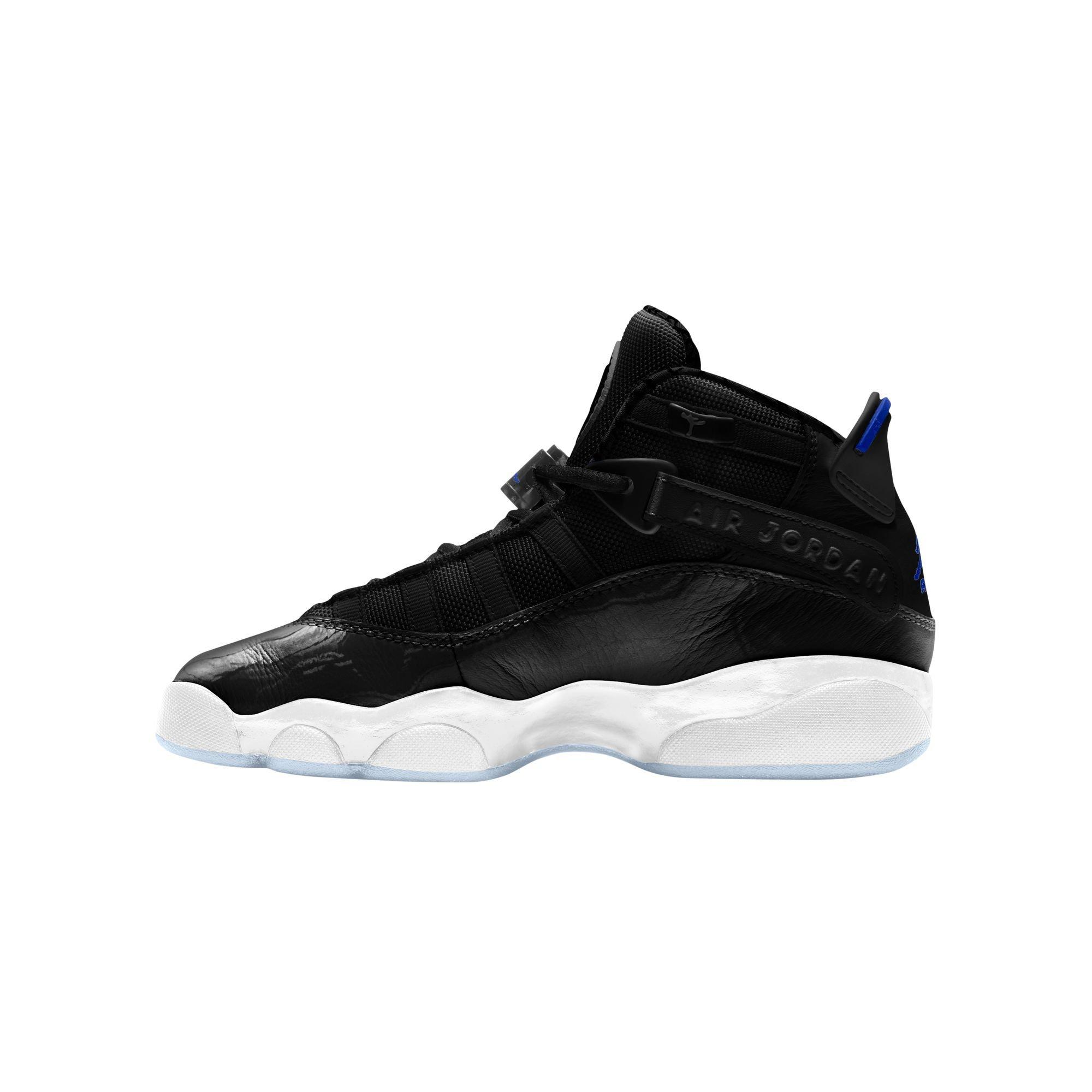 Jordan 6 Rings "Black/Hyper Royal/White" Grade School Boys' Shoe - BLACK/BLUE Thumbnail View 4