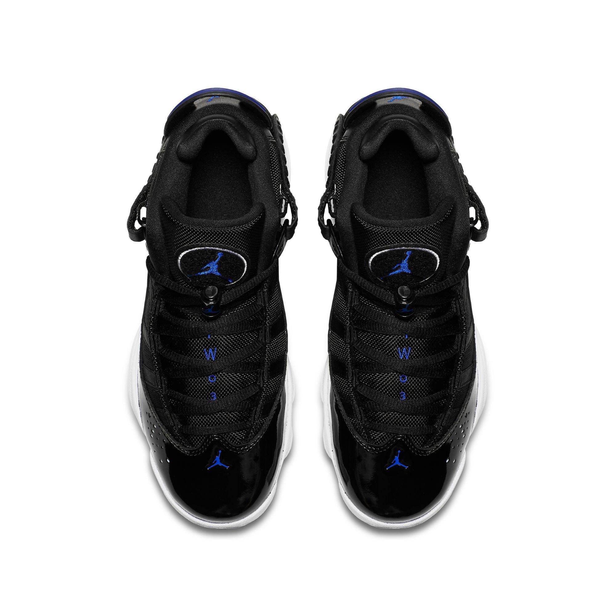 Jordan 6 Rings "Black/Hyper Royal/White" Grade School Boys' Shoe - BLACK/BLUE Thumbnail View 6