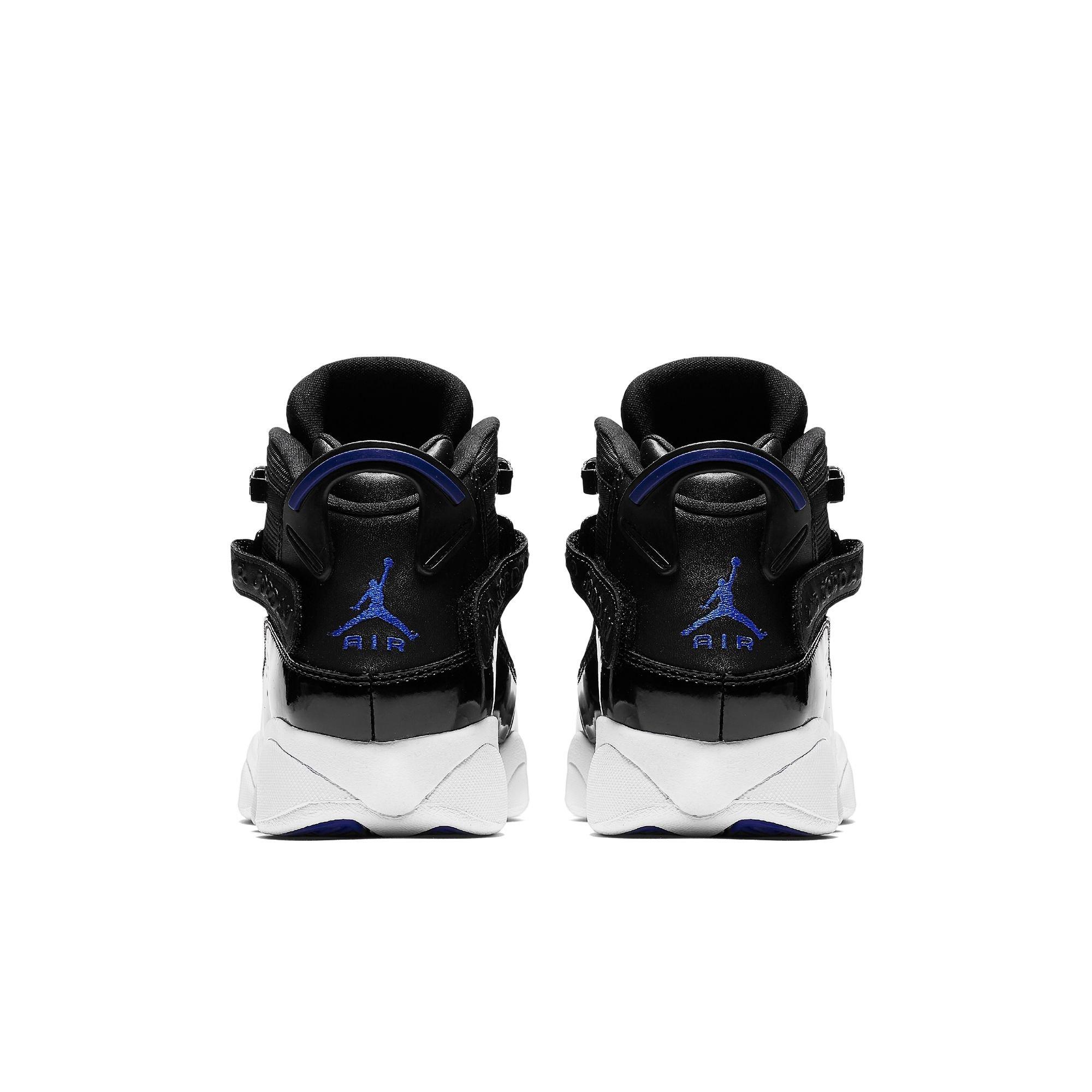 Jordan 6 Rings "Black/Hyper Royal/White" Grade School Boys' Shoe - BLACK/BLUE Thumbnail View 7