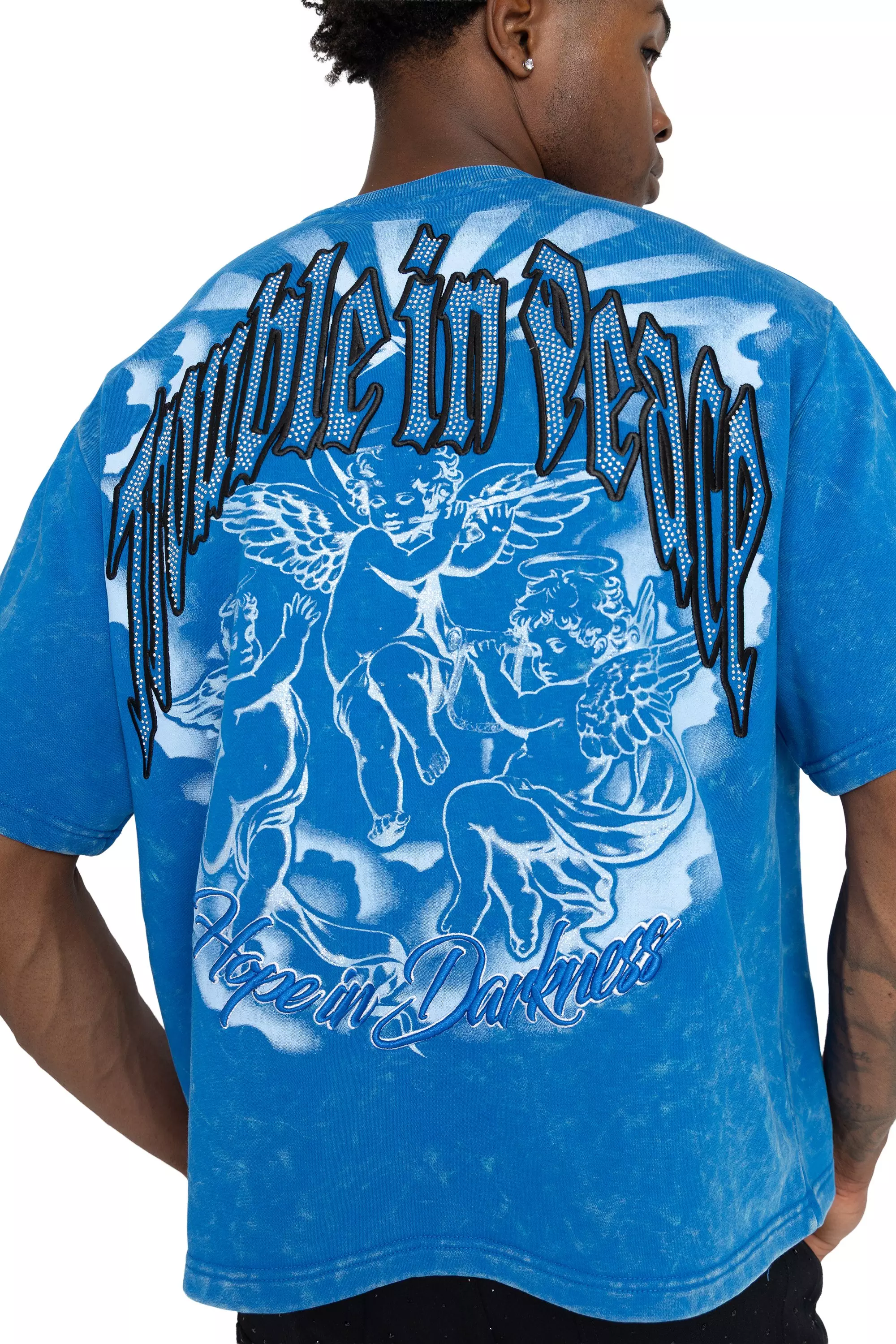 FA26 TROUBLE IN PEACE FT CROP-SKYDIVER - BLUE