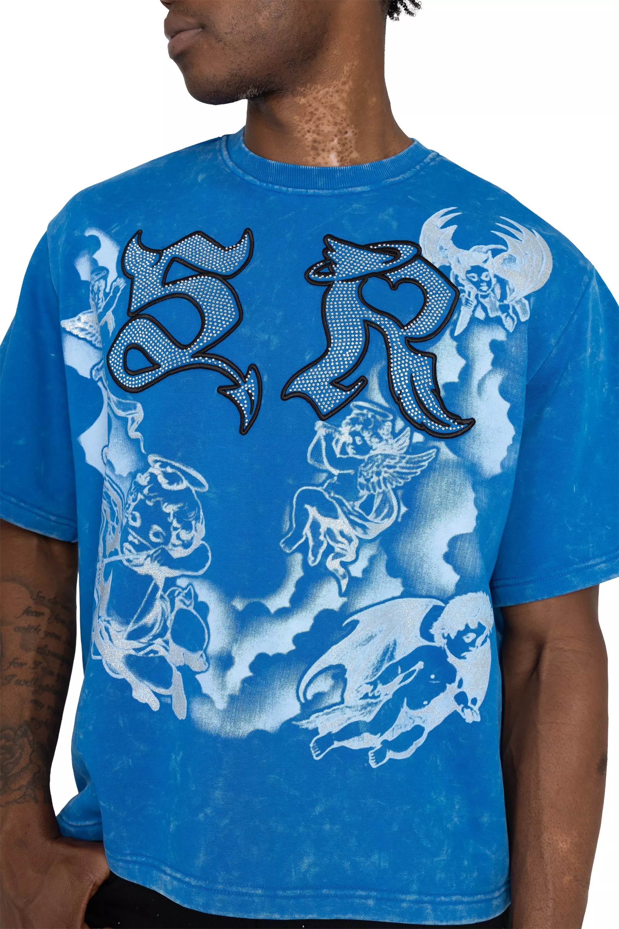 FA26 TROUBLE IN PEACE FT CROP-SKYDIVER - BLUE