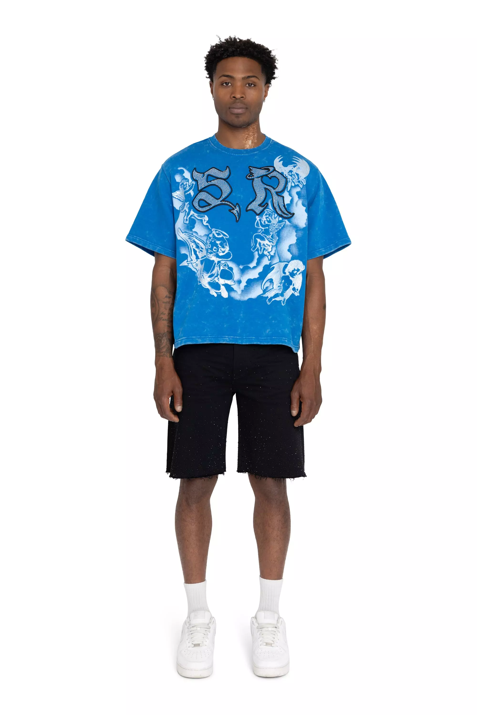 FA26 TROUBLE IN PEACE FT CROP-SKYDIVER - BLUE