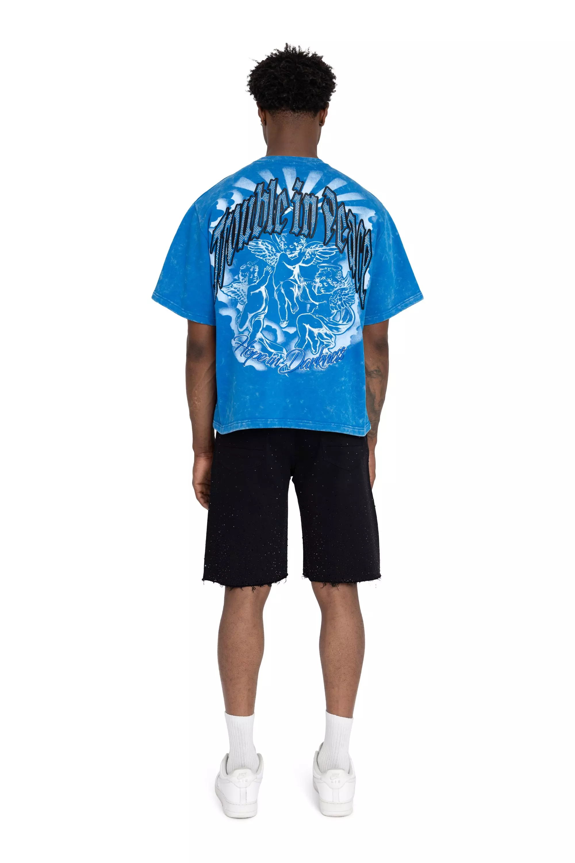 FA26 TROUBLE IN PEACE FT CROP-SKYDIVER - BLUE