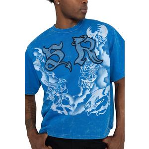 FA26 TROUBLE IN PEACE FT CROP-SKYDIVER - BLUE