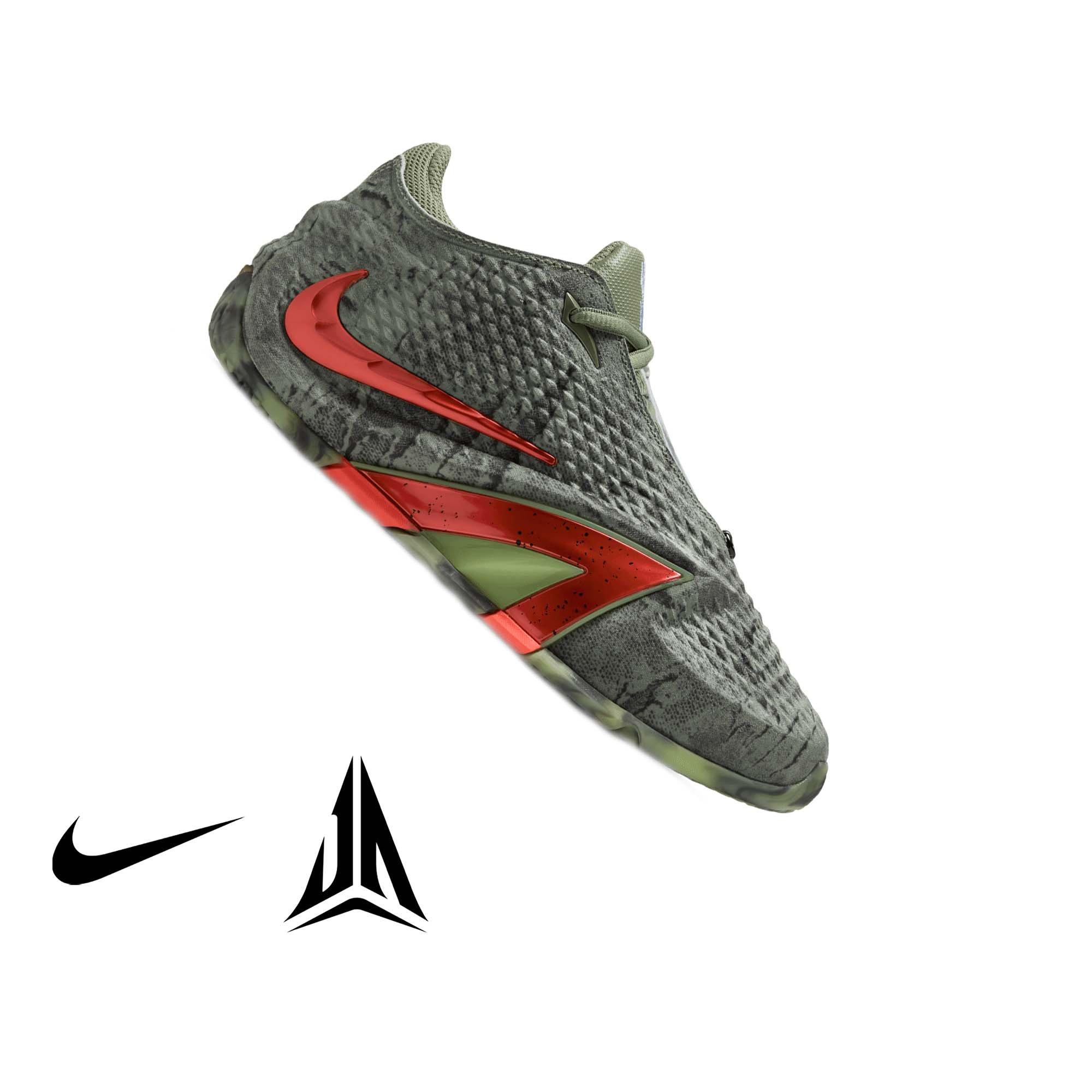 Nike Ja 4 "Halloween" Grade School Kids' Basketball Shoe - OIL GREEN/BRIGHT CRIMSON/LT LEMON TWIST