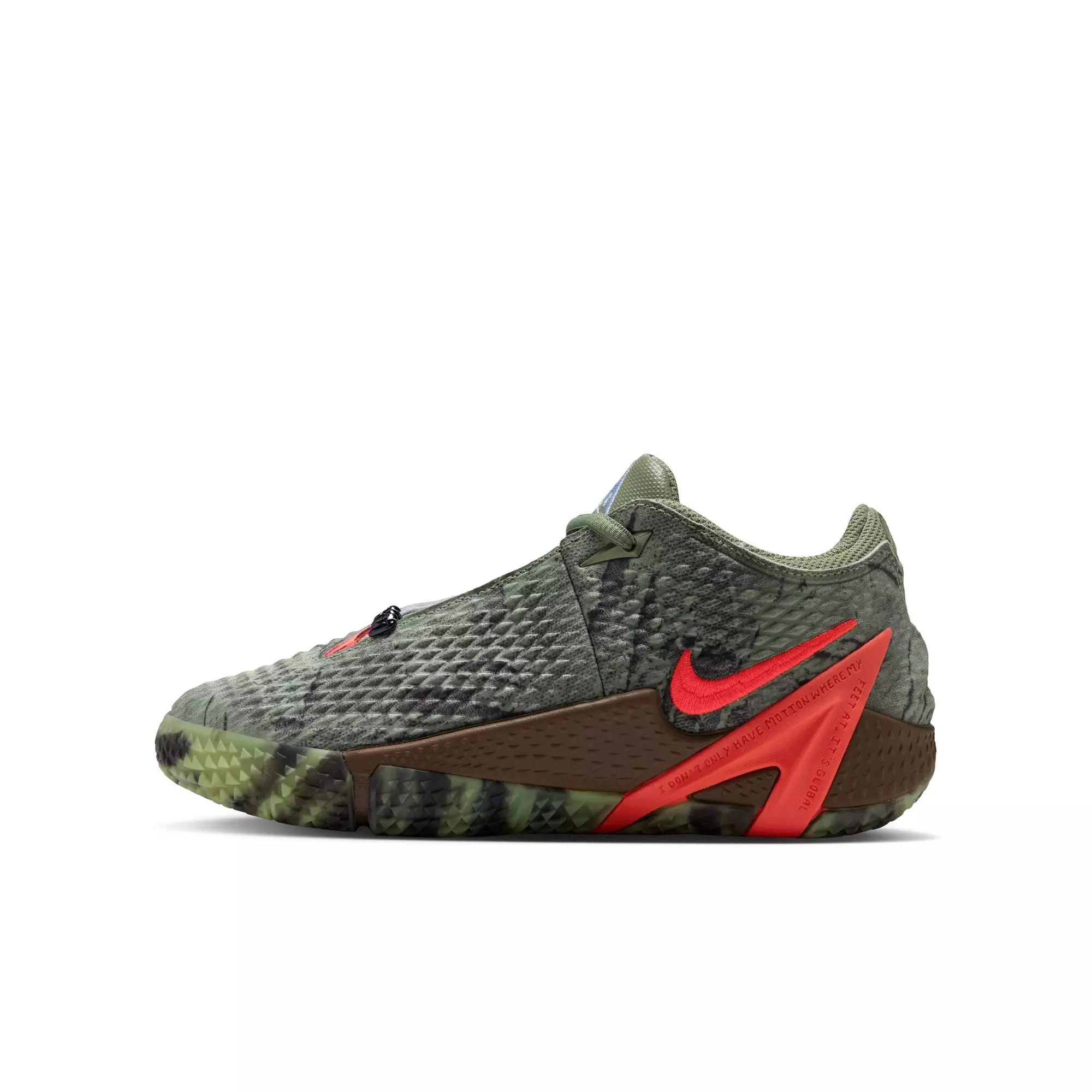 Nike Ja 4 "Halloween" Grade School Kids' Basketball Shoe - OIL GREEN/BRIGHT CRIMSON/LT LEMON TWIST