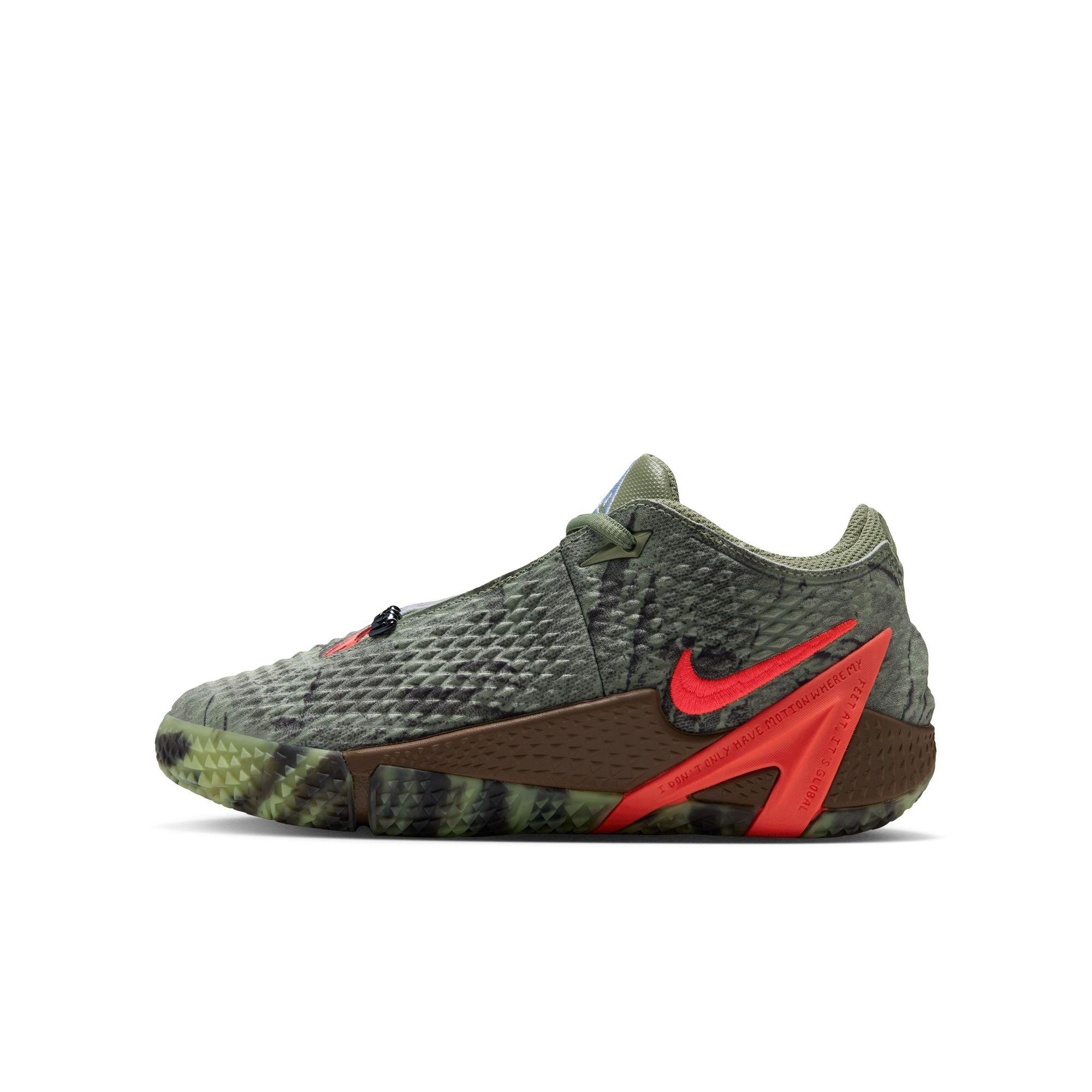 Nike Ja 4 "Halloween" Grade School Kids' Basketball Shoe - OIL GREEN/BRIGHT CRIMSON/LT LEMON TWIST