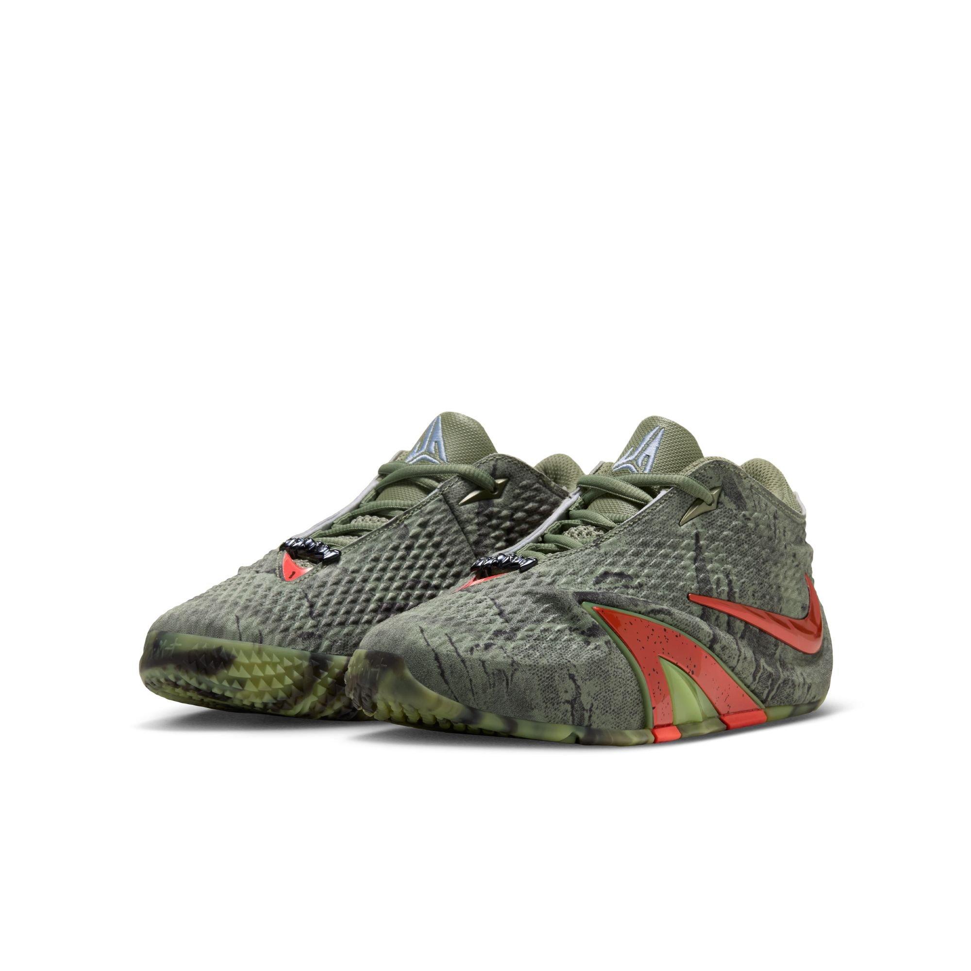 Nike Ja 4 "Halloween" Grade School Kids' Basketball Shoe - OIL GREEN/BRIGHT CRIMSON/LT LEMON TWIST
