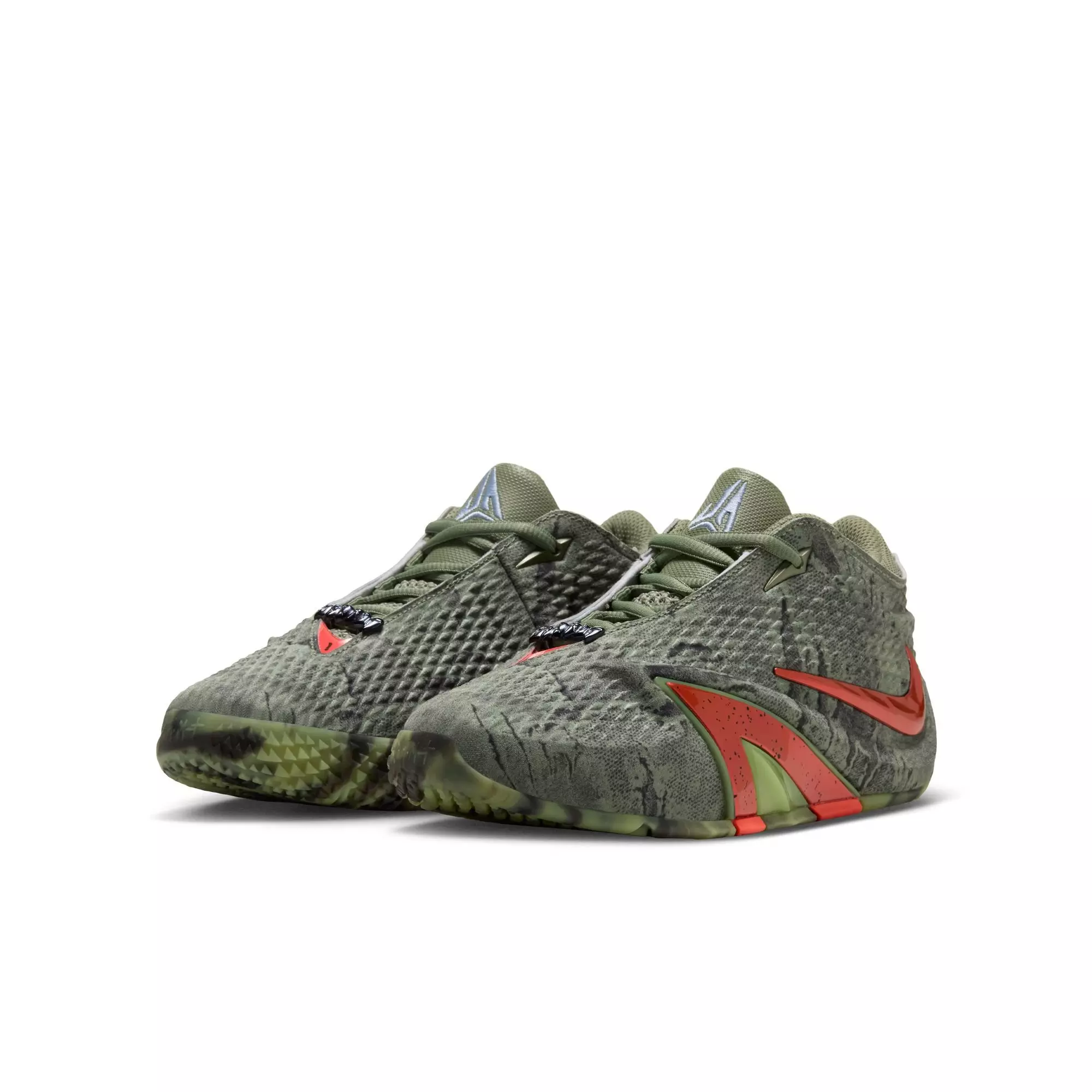Nike Ja 4 "Halloween" Grade School Kids' Basketball Shoe - OIL GREEN/BRIGHT CRIMSON/LT LEMON TWIST
