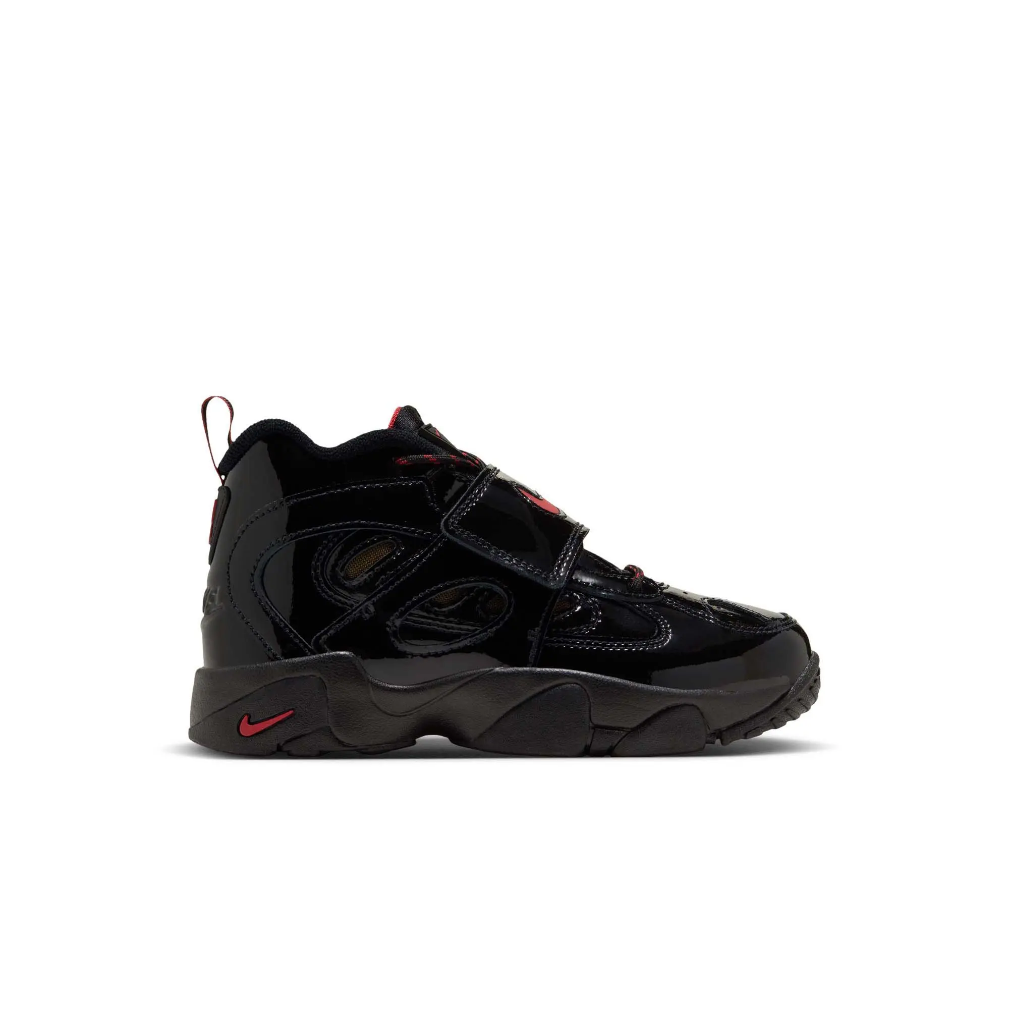 Nike Air Diamond Turf II "Cincy" Preschool Kids' Shoe - BLACK/GYM RED/METALLIC GOLD