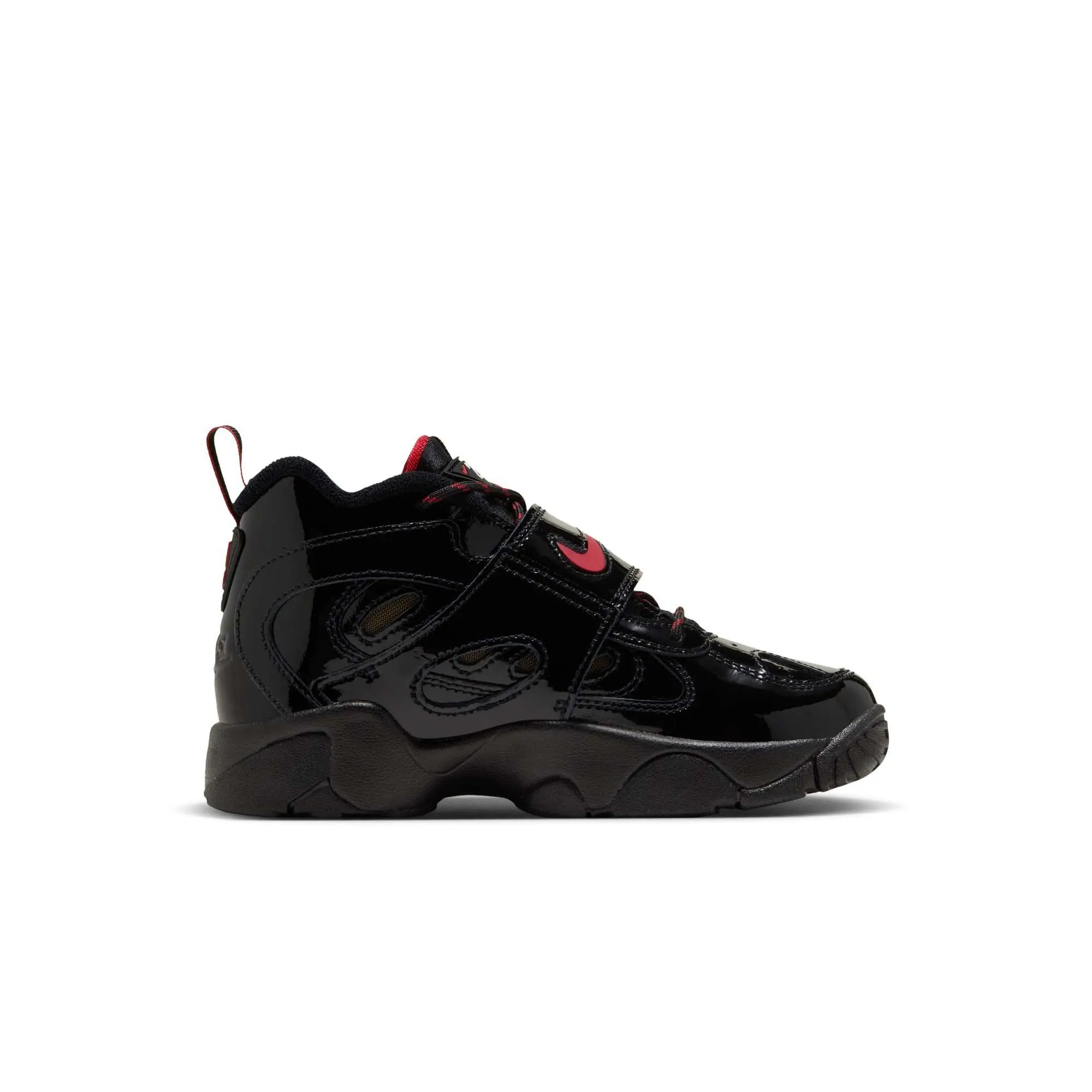Nike Air Diamond Turf II "Cincy" Preschool Kids' Shoe - BLACK/GYM RED/METALLIC GOLD