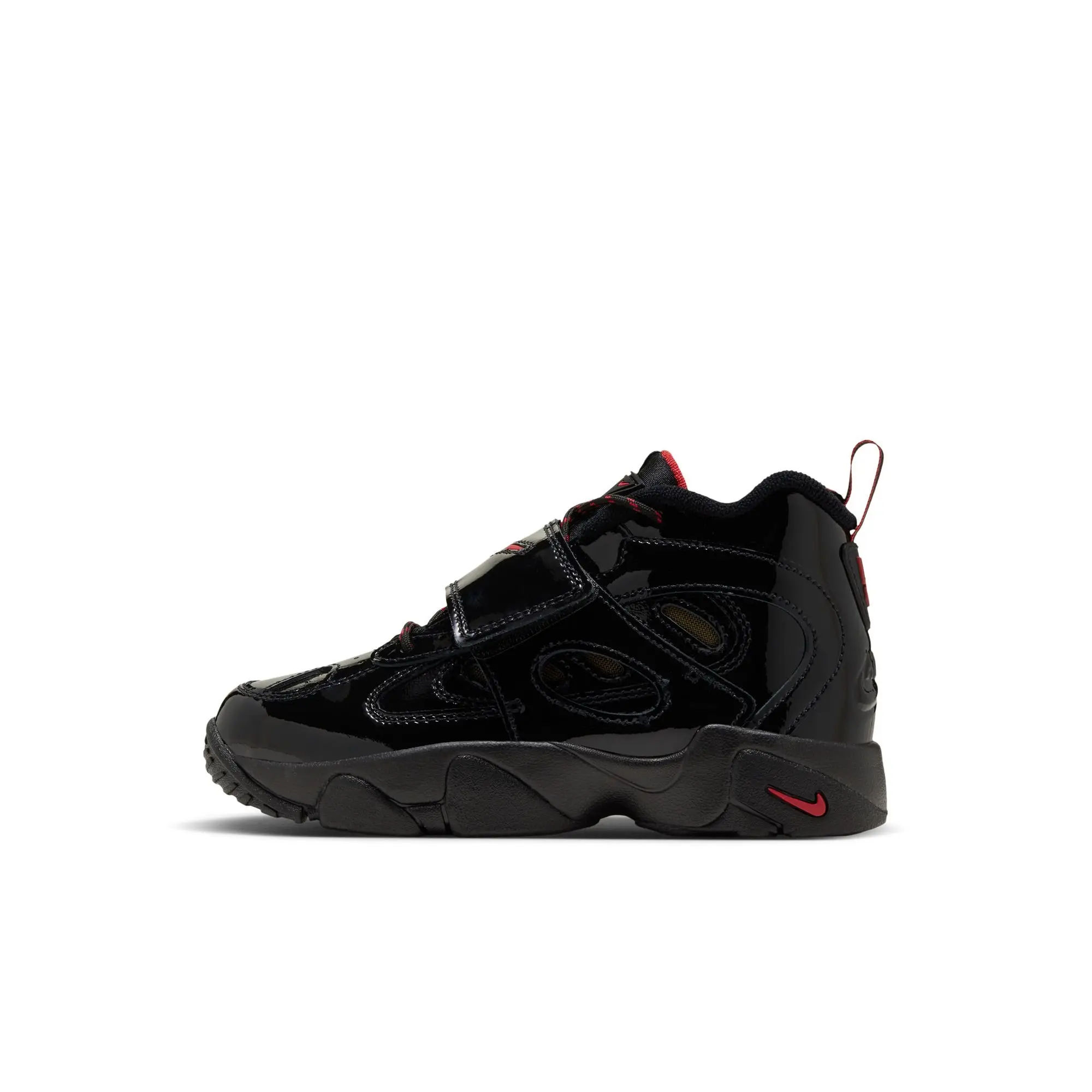 Nike Air Diamond Turf II "Cincy" Preschool Kids' Shoe - BLACK/GYM RED/METALLIC GOLD