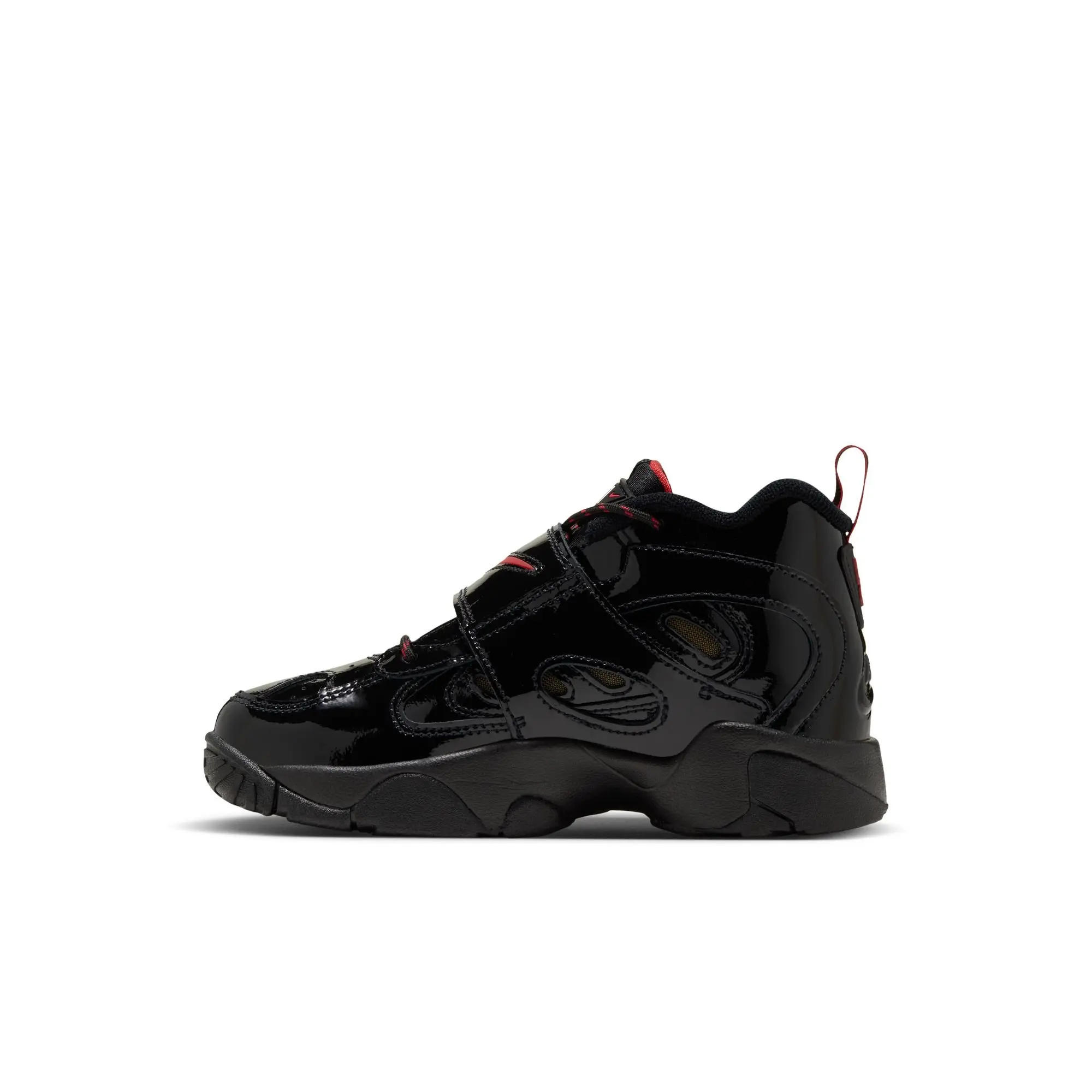 Nike Air Diamond Turf II "Cincy" Preschool Kids' Shoe - BLACK/GYM RED/METALLIC GOLD