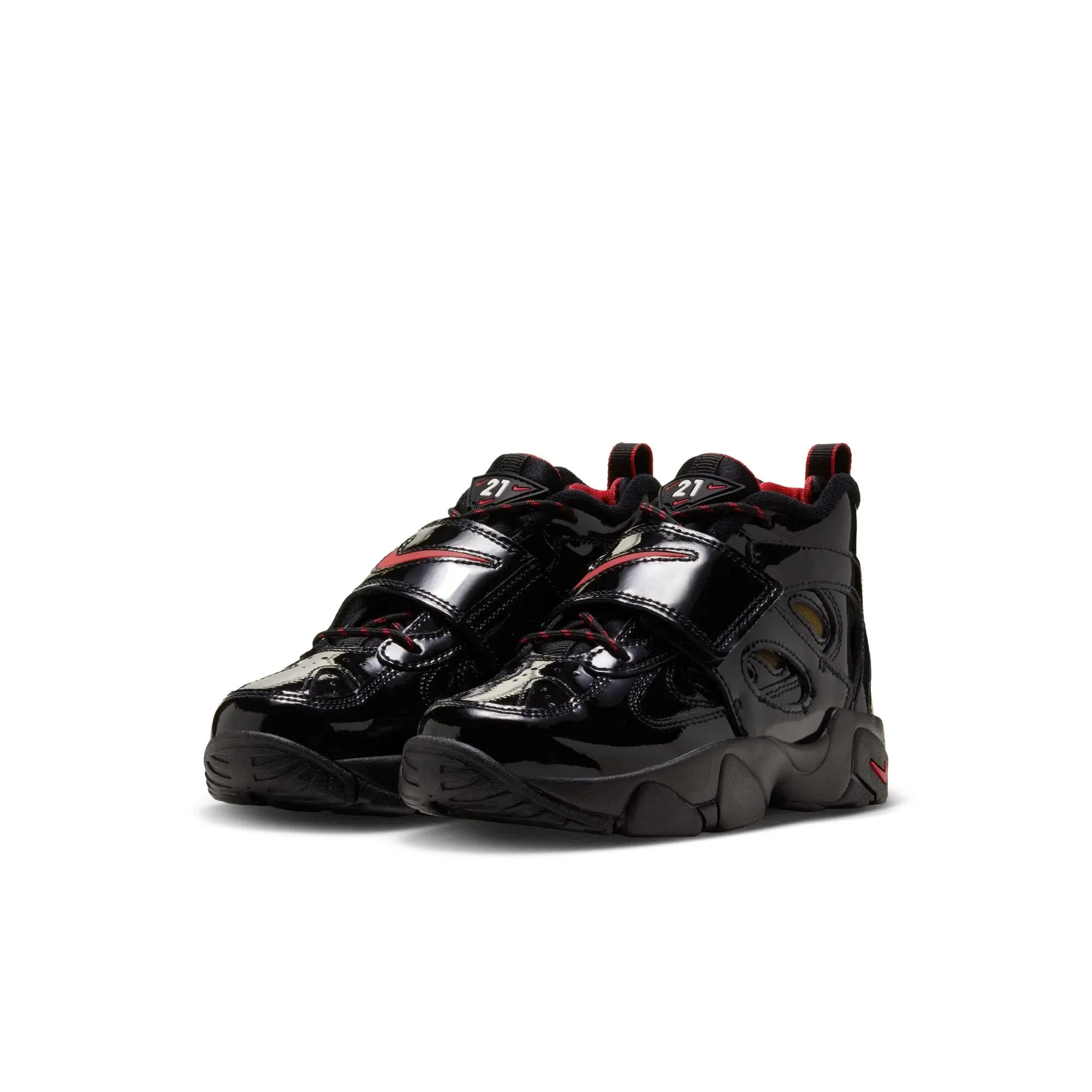 Nike Air Diamond Turf II "Cincy" Preschool Kids' Shoe - BLACK/GYM RED/METALLIC GOLD