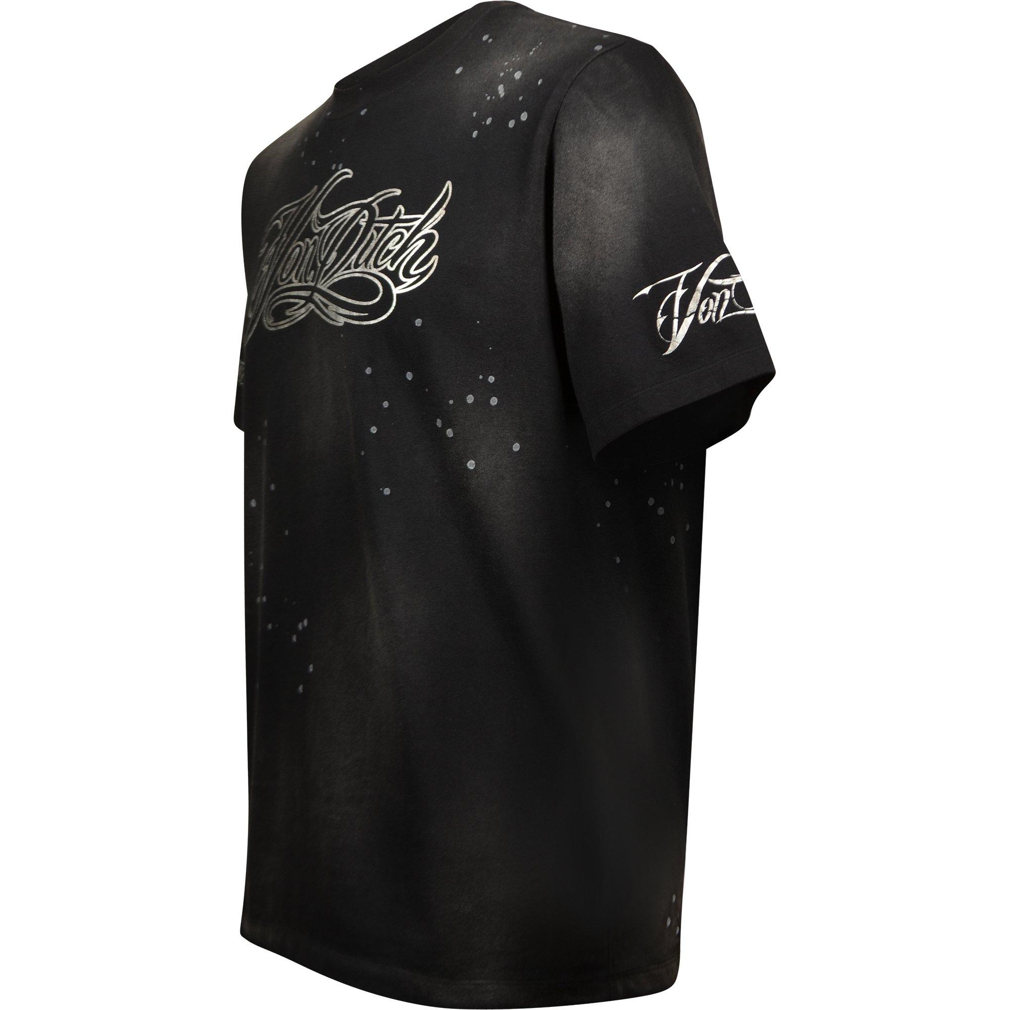 Von Dutch Men's Silver Foil Spray Wash Tee - BLACK Thumbnail View 3