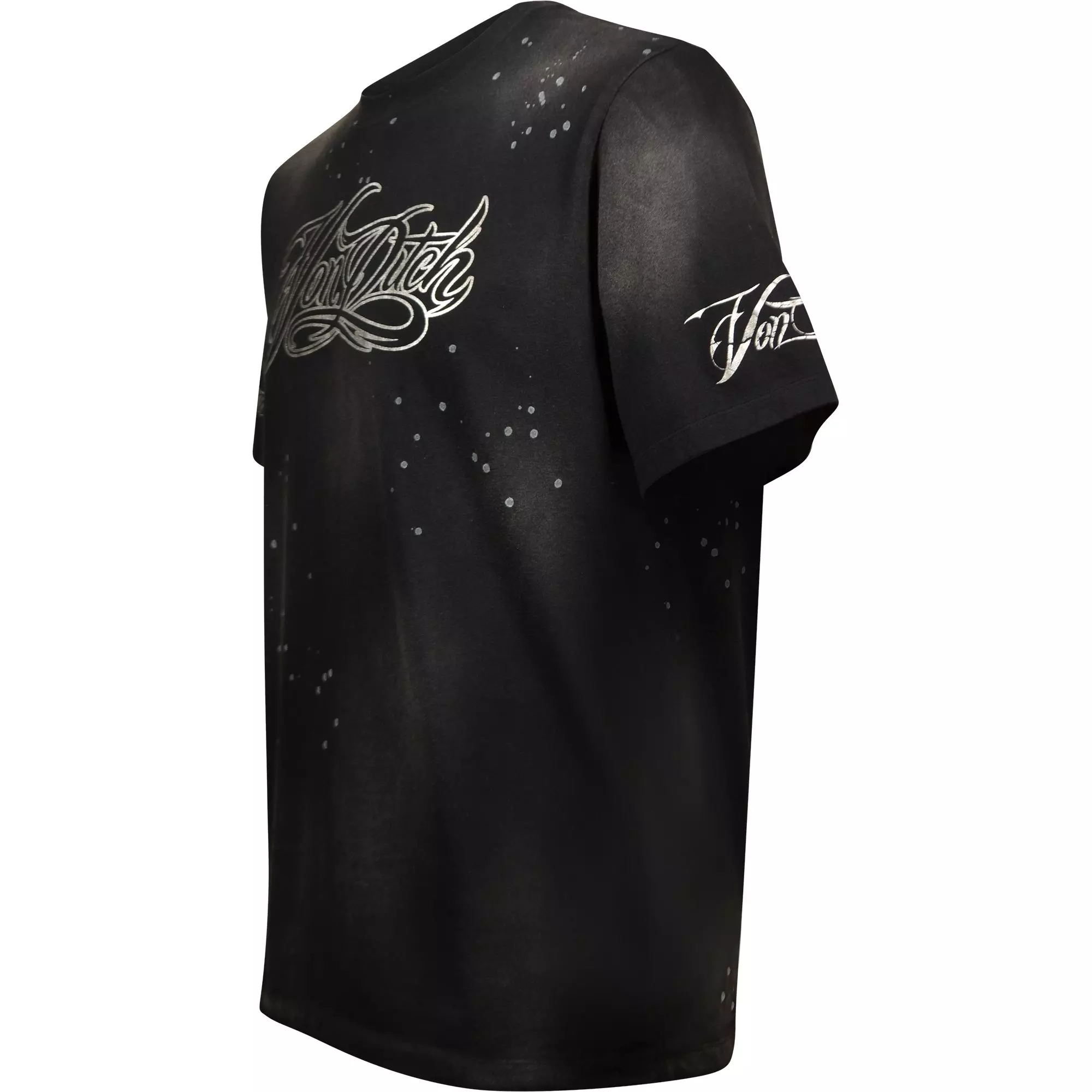 Von Dutch Men's Silver Foil Spray Wash Tee - BLACK