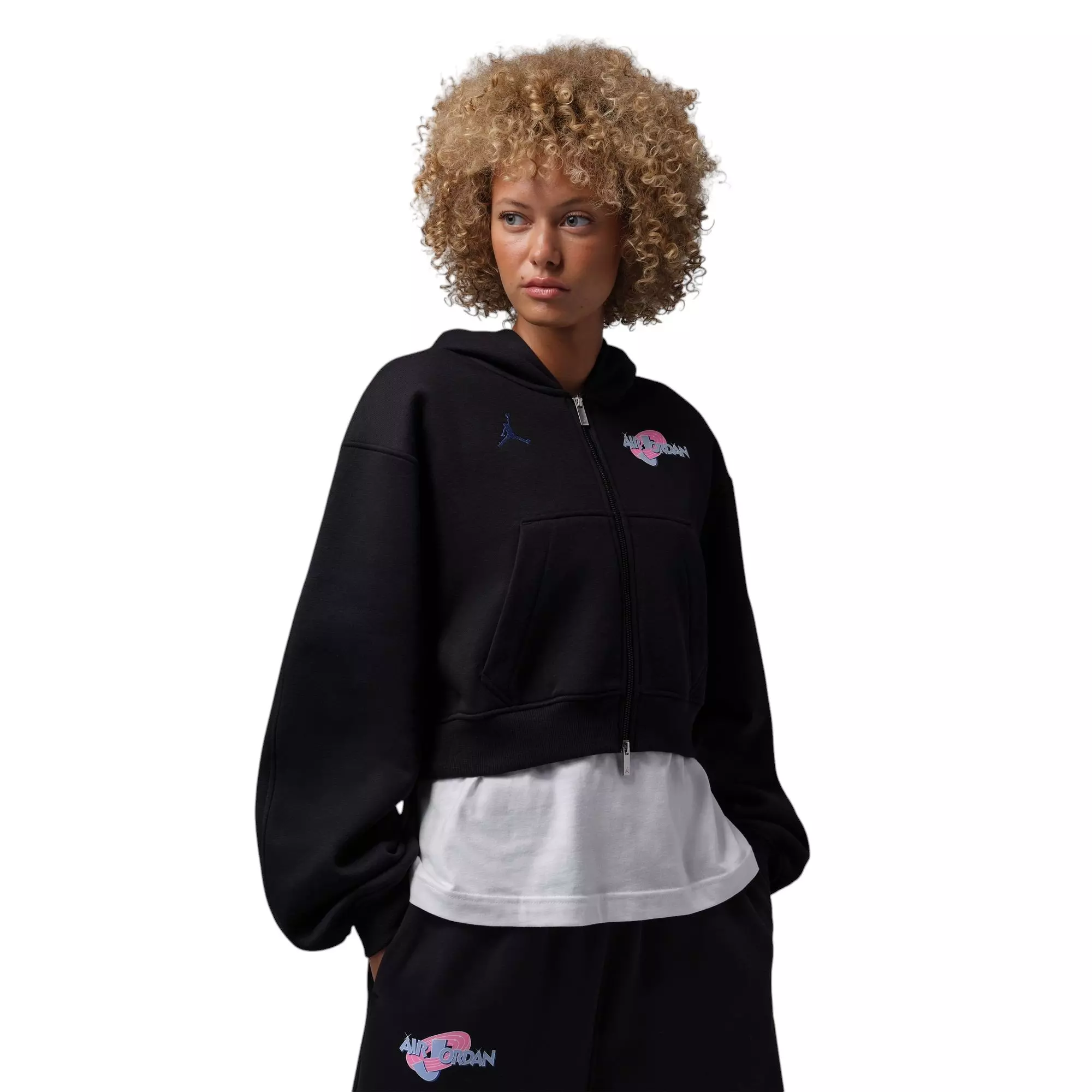 Jordan Brooklyn "Space Jam" Women's Full-Zip Cropped Jacket - BLACK