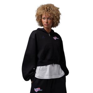 Jordan Brooklyn "Space Jam" Women's Full-Zip Cropped Jacket - BLACK